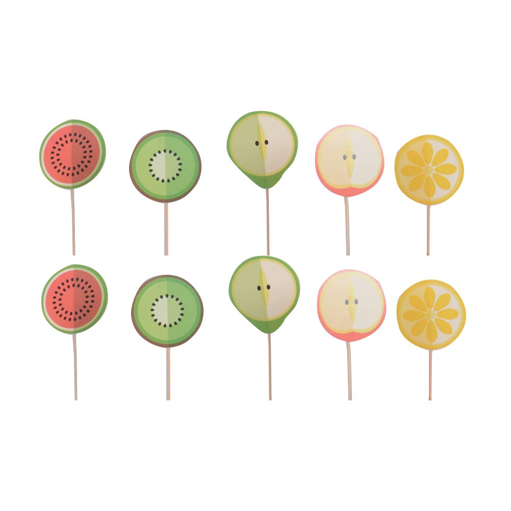 PRETYZOOM 100PCS Hawaiian Party Cake Toppers - Colorful Cartoon Fruit Cake Picks for Summer Birthday, Baby Shower & Wedding Dessert Decorations | Perfect for Cupcakes, Cakes & Baking Party Supplies
