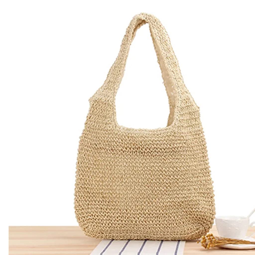 Stylish Women's Retro Straw Handwoven Rattan Crossbody Bag - Knitted Summer Purse for Women, 27 x 33cm (Color A) - Perfect for Beach Outings, Picnics & Boho Fashion