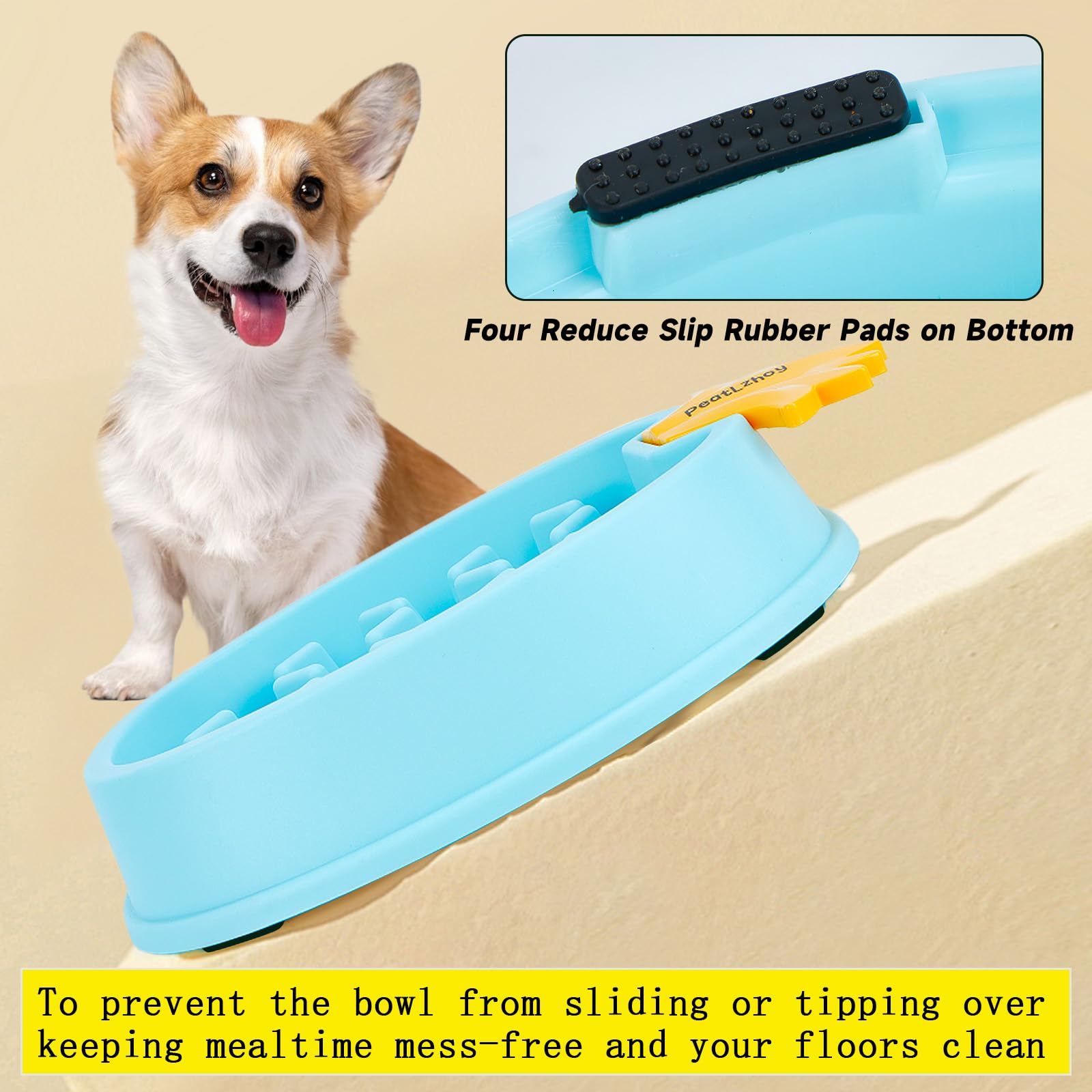 Slow Feeder Dog & Cat Bowls – Non-Slip Pet Food Bowl with Fun Design to Prevent Overeating | Interactive Puzzle Toy for Puppy & Kitten Training | Suitable for Large & Small Breeds (2 Cups, Blue) – Perfect for Mealtime Enrichment & Portion Control