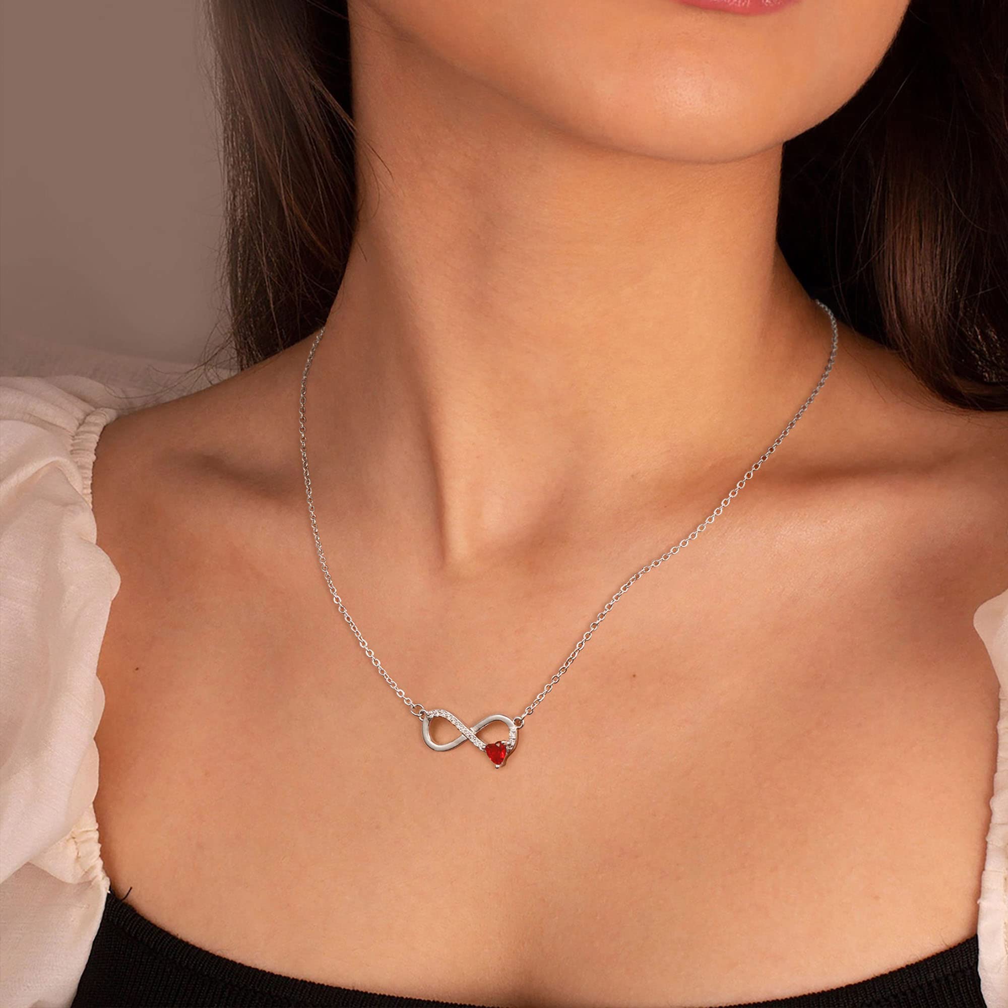 GLIVEOR 14k White Gold Plated Birthstone Necklace - Dainty Jewelry for Women | Perfect Anniversary & Birthday Gift | Elegant Everyday Wear & Special Occasions