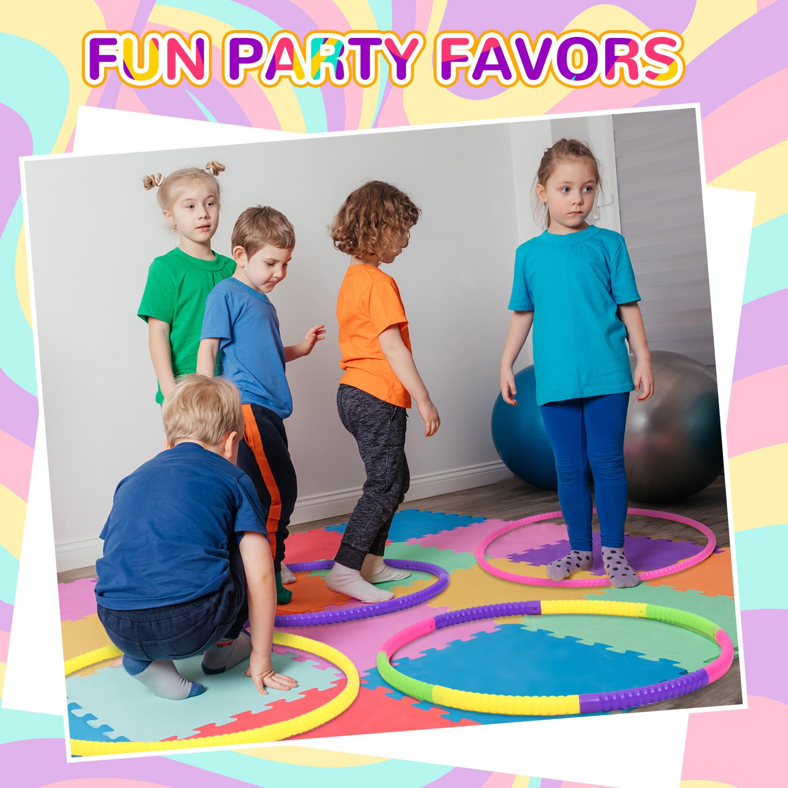 Sratte 8-Pack Adjustable Hoop Rings - Colorful Plastic Toys for Gymnastics, Dog Agility & Party Games