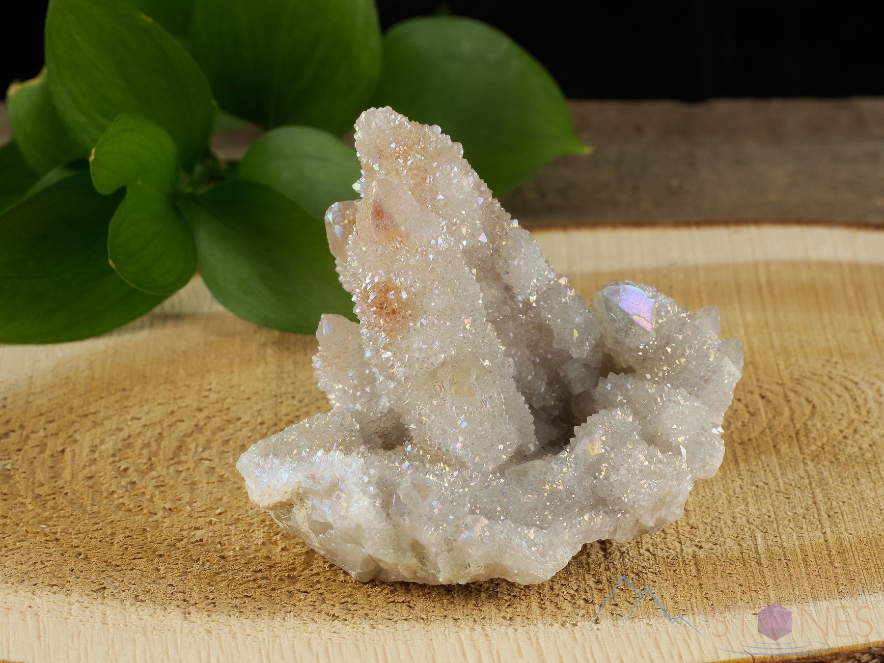 AURA QUARTZ Angel White Rainbow Quartz Crystal Cluster - Natural Spirit Quartz for Healing, Meditation & Metaphysical Use - Perfect Crystal Decor for Home, Office & Spiritual Space (R0444)