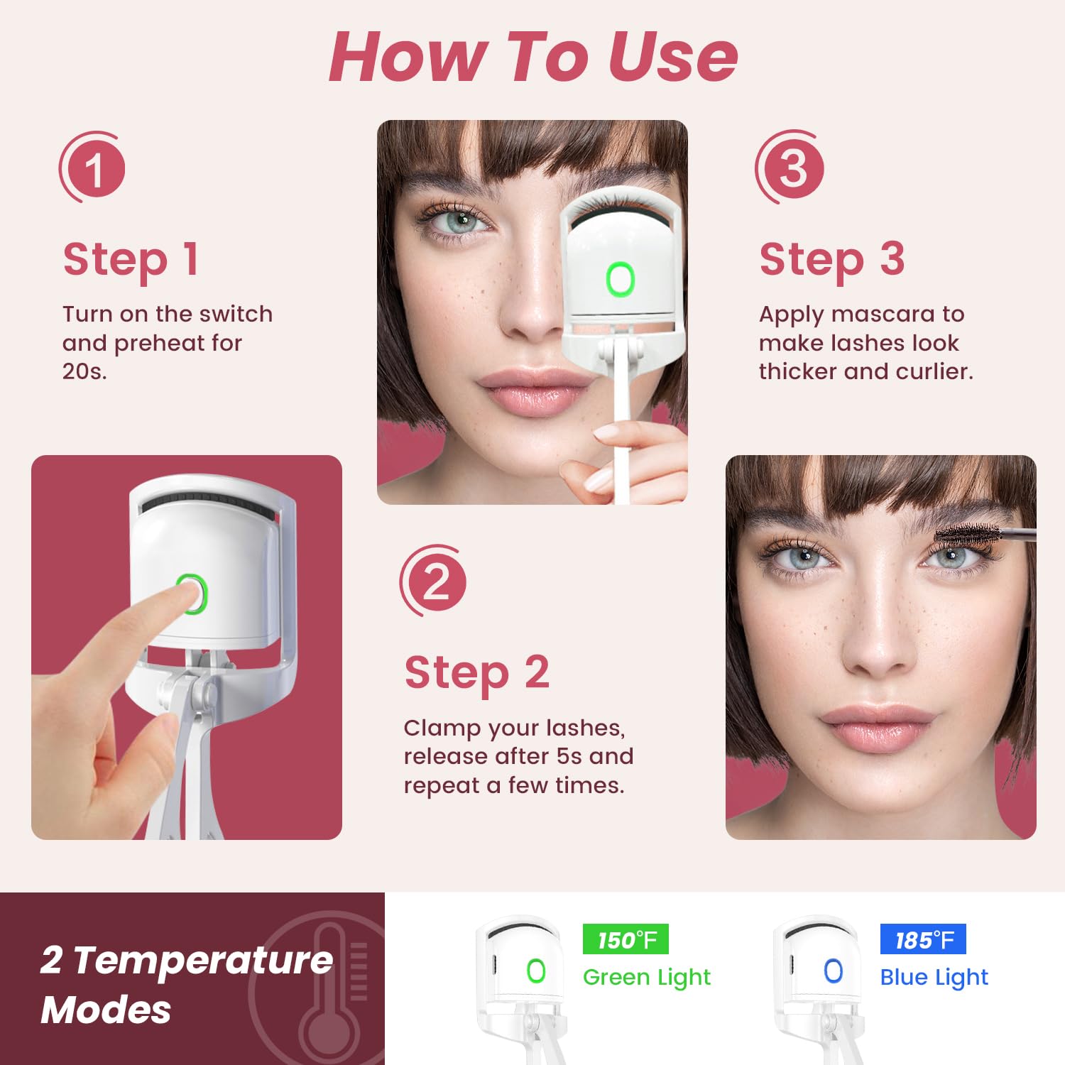 Rechargeable Heated Eyelash Curler & Electric Eyebrow Trimmer Kit - 2-in-1 Beauty Tool for Perfect Lashes & Brows | Portable for Travel, Home & Salon Use