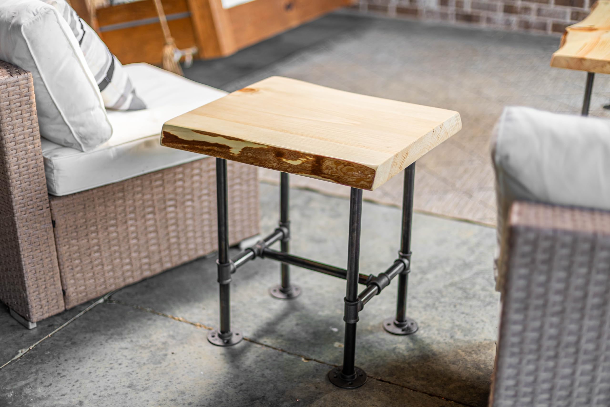 Handcrafted Live Edge Industrial Pipe Coffee Table Set of 3 - Rustic Unfinished Wood Furniture for Living Room, Lounge & Office Decor