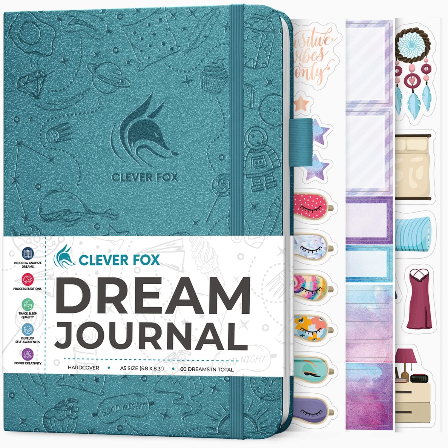 Clever Fox Dream Journal – Guided Dream Diary for Women, Men & Kids – Hardcover Notebook for Recording & Analyzing Dreams – Perfect for Lucid Dreaming, Sleep Tracking & Personal Growth (Aquamarine)