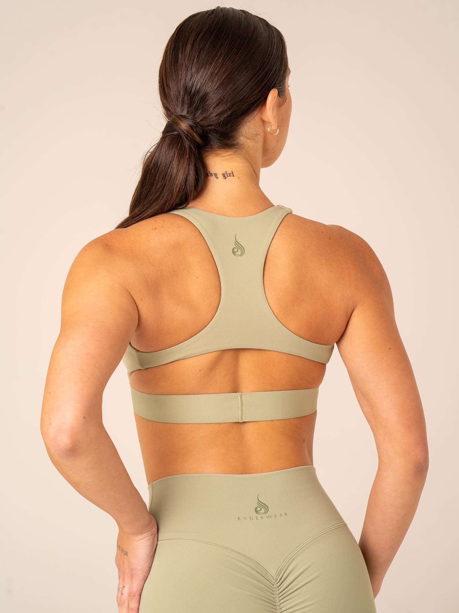 Prime Sports Bra for Women - High Support Workout Bra in Olive Green - Perfect for Running, Yoga & Gym