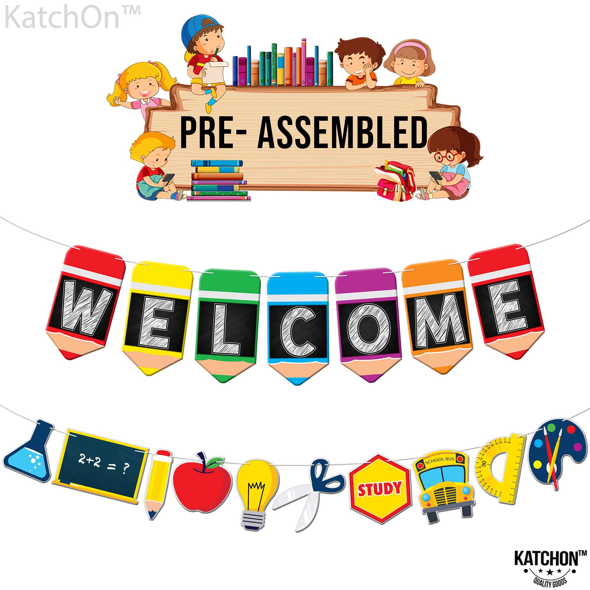KatchOn Large 10 Feet Welcome Banner for Back To School Decorations - No DIY Required | Perfect for Back To School Party, Classroom Decor & First Day of School Backdrop | Great for School Events, Classroom Walls & Photo Booths