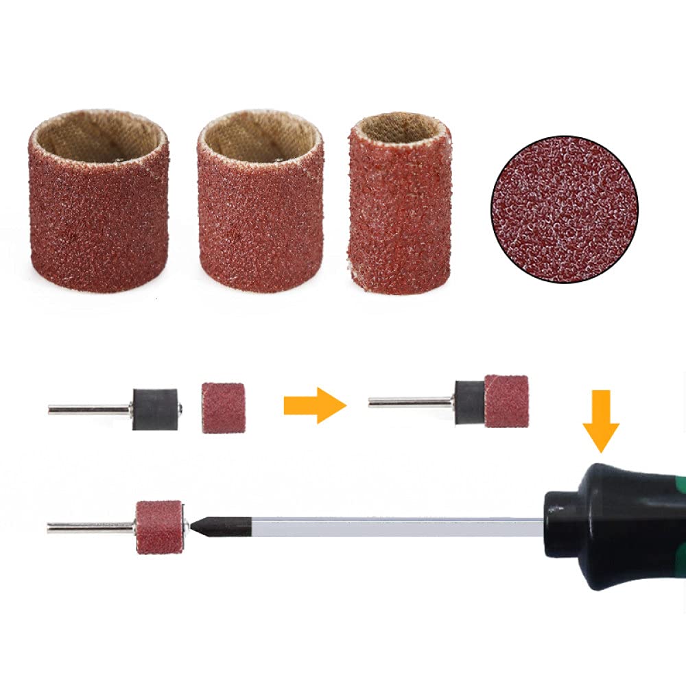 338-Piece Drum Sanding Kit with 80/120/320 Grit Sanding Bands - Compatible with Rotary Tools (2.35mm & 3.175mm Shank Mandrels) - Includes 12.8mmx6.35mm/9.5mm/12.7mm Sanding Drums & Plastic Storage Box - Perfect for Woodworking, Metal Polishing & DIY Crafts