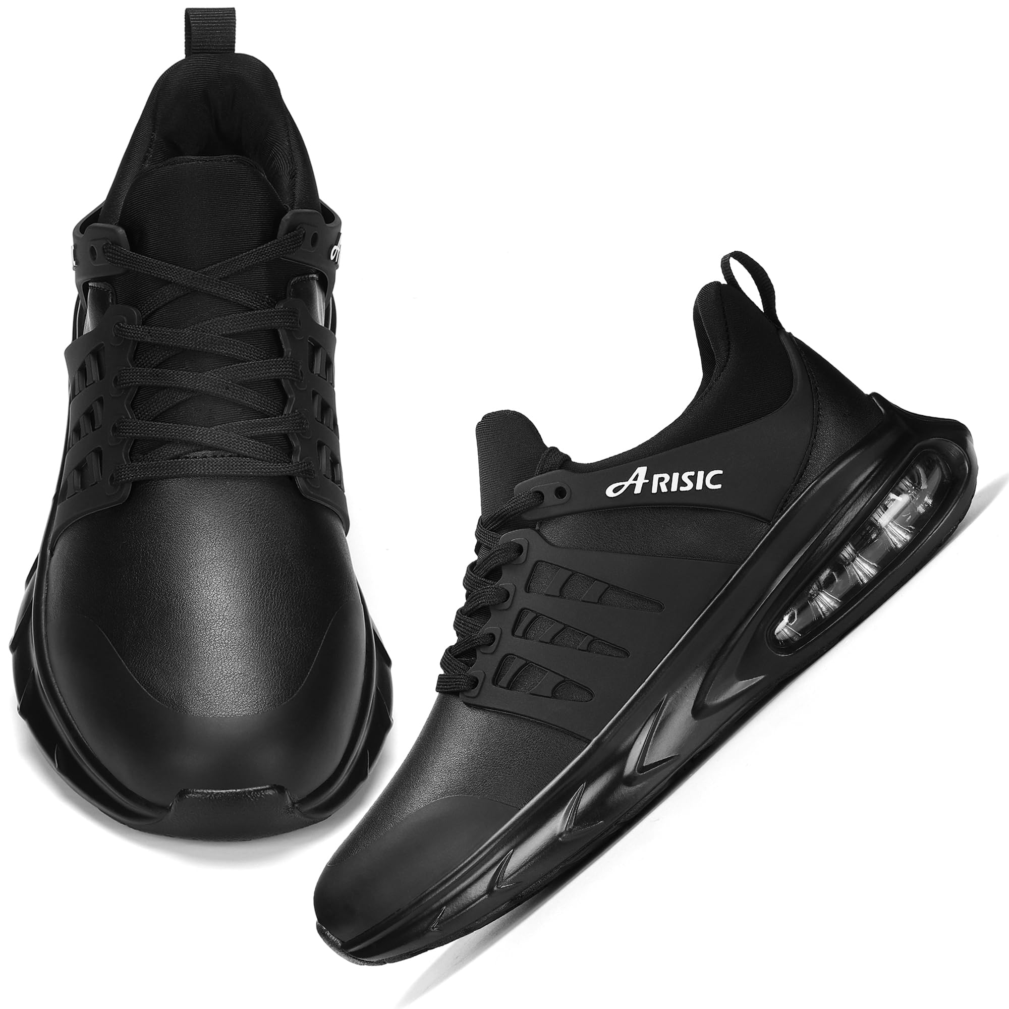 **ARISIC Slip-Resistant Men's Work Shoes - Waterproof Non-Slip Chef Shoes for Restaurant & Kitchen Staff - Comfortable Slip-On Sneakers for Food Service, Healthcare & Hospitality Professionals**    *(Perfect for chefs, waiters, nurses, and workers in wet or greasy environments!)*