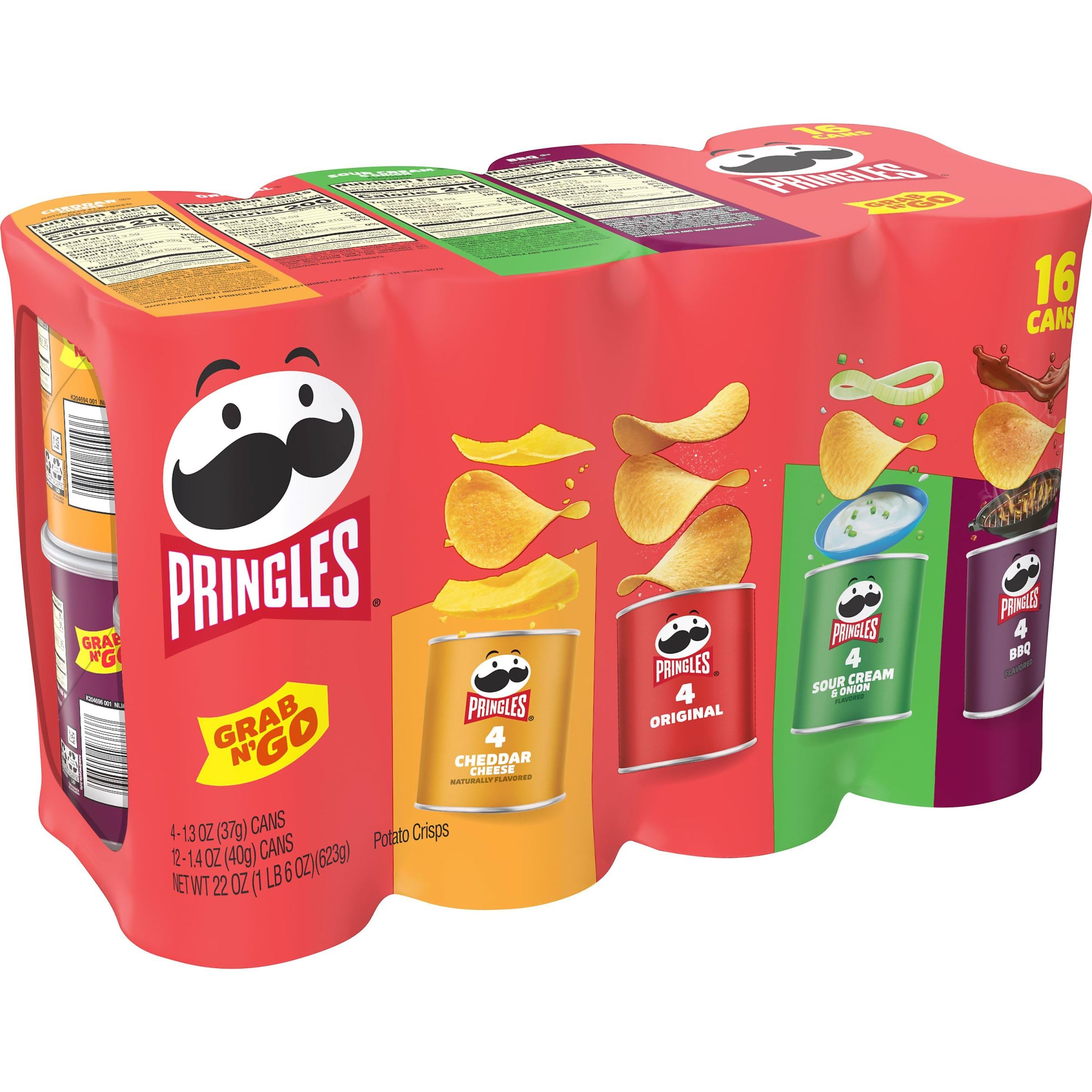 Pringles Potato Crisps Chips Variety Pack - 16 Cans of Assorted Flavors | Crunchy Snacks for Lunch, Office, School & On-the-Go | Perfect for Parties, Road Trips & Movie Nights