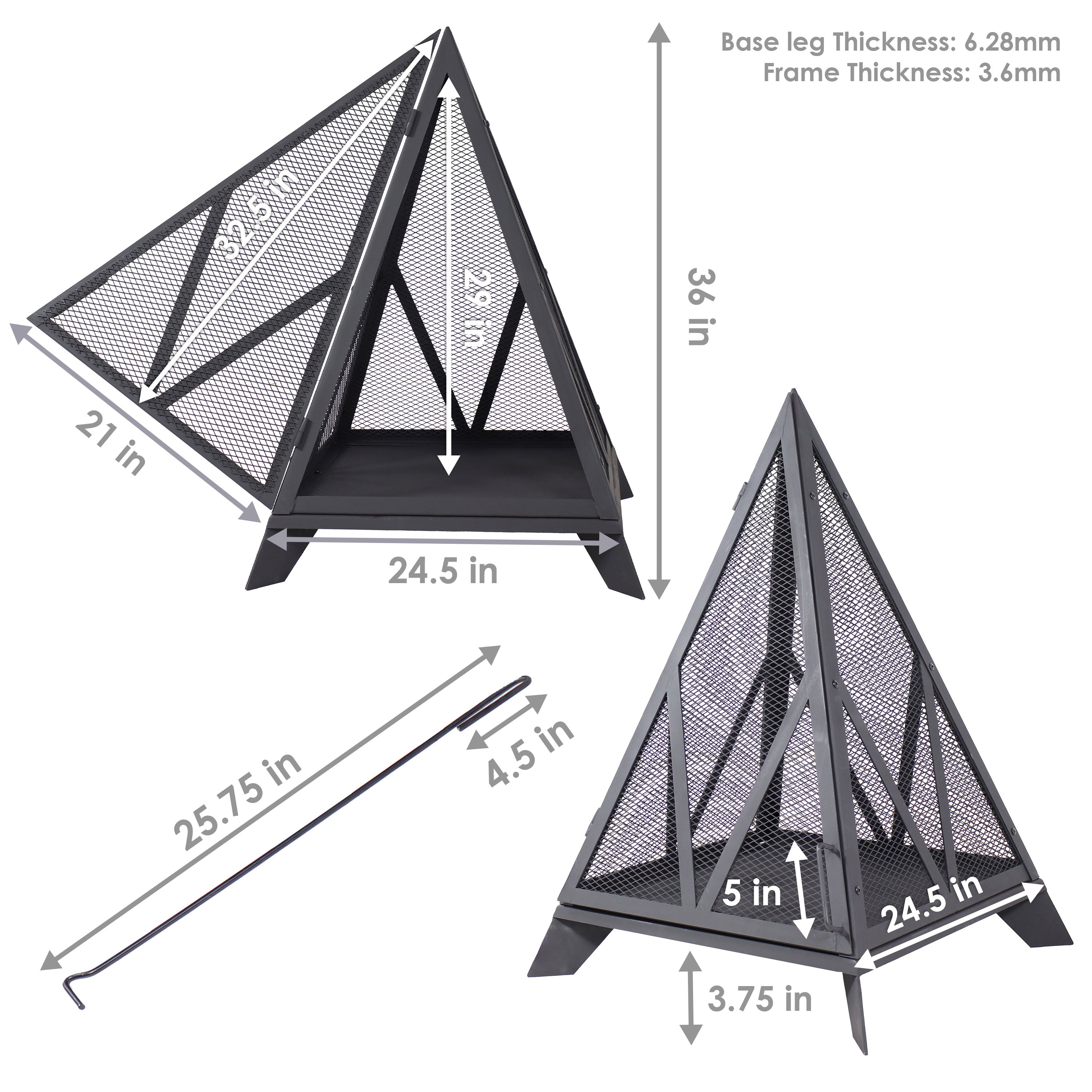Sunnydaze Majestic Pyramid Heavy Duty Steel Outdoor Fire Pit - Durable Backyard Fireplace for Camping, Patio, and Garden Gatherings