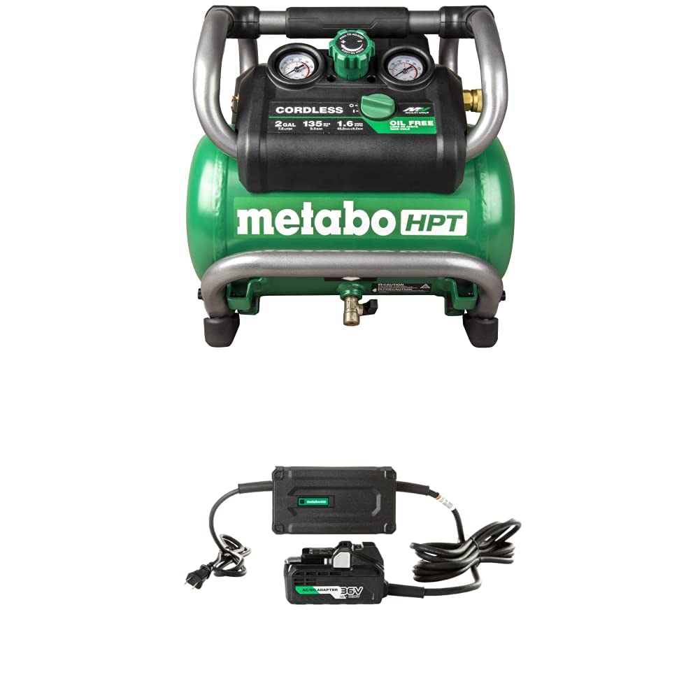 Metabo HPT 36V MultiVolt Cordless Air Compressor with AC Adapter - Powerful Portable Air Pump for Inflating Tires, Sports Equipment & DIY Projects