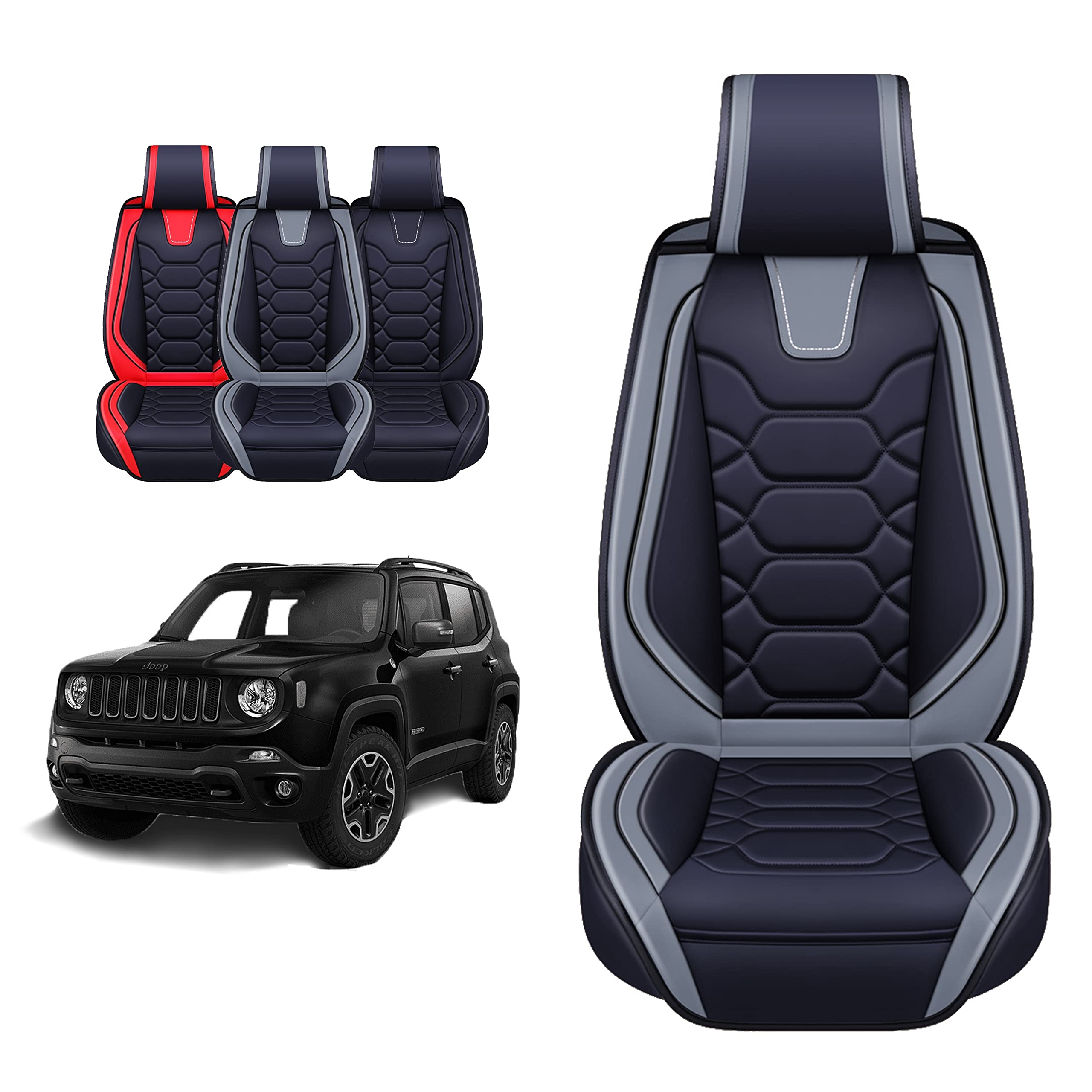 Premium Custom Fit PU Leather Seat Covers for 2006-2025 Honda Ridgeline - Front Pair in Gray | Durable, Easy Installation & Enhanced Comfort | Perfect for Daily Commute, Road Trips & Truck Protection