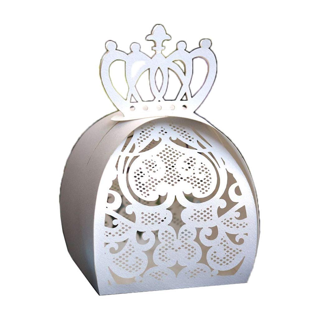 25pcs Love Heart Crown Laser Cut Hollow Chocolate Candy Boxes - Elegant Party Favors, Wedding Gifts & Birthday Treat Containers - Perfect for Valentine's Day, Baby Showers & Special Events