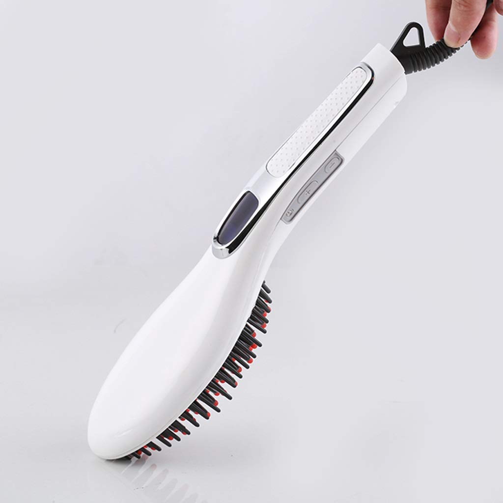 CUJUX Ceramic Hair Straightener Brush - Digital Electric Hot Comb Flat Iron with Anti-Static Technology for Smooth & Shiny Hair - Perfect for Home Styling, Travel & Salon Use