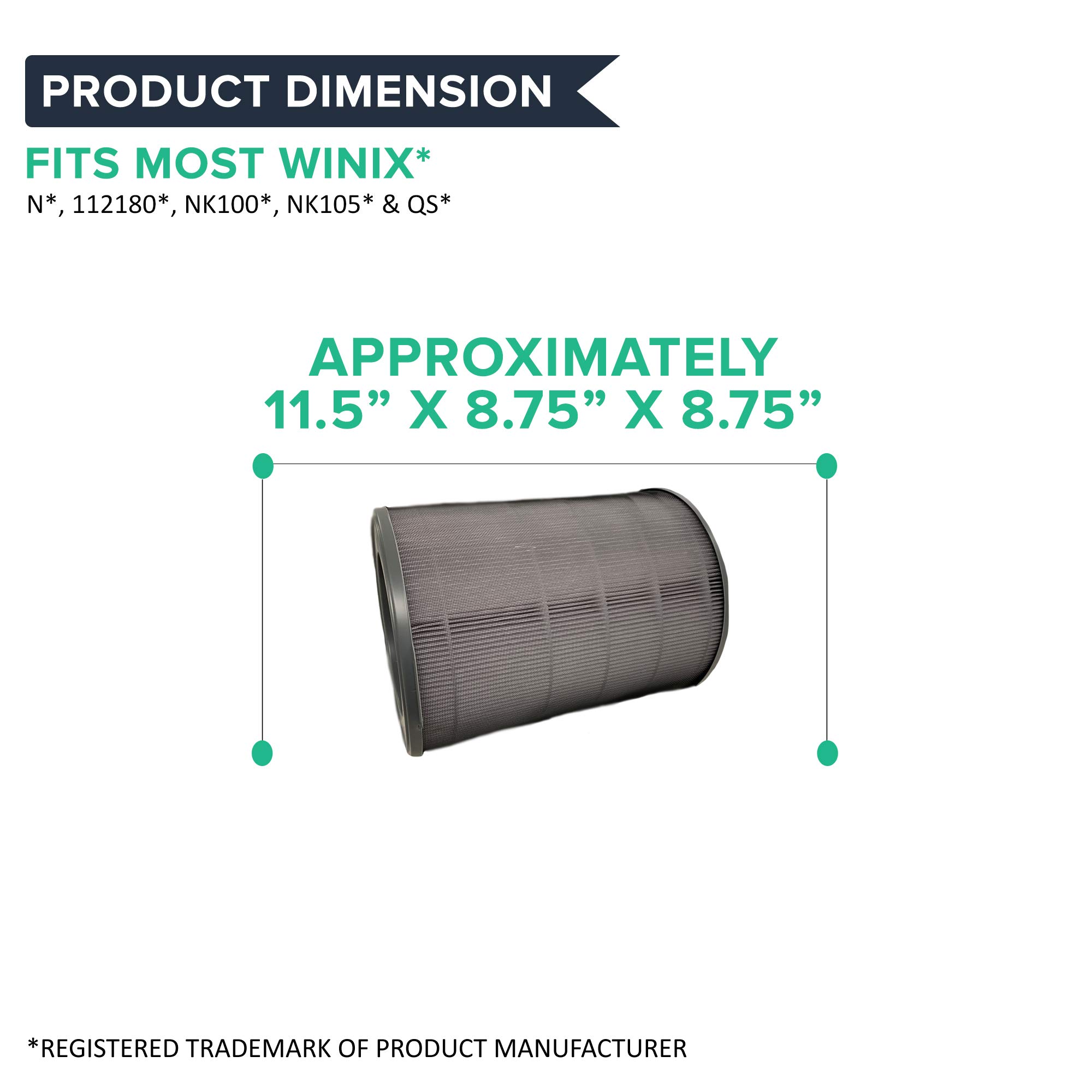 Think Crucial Replacement Air Purifier Filter - Compatible with Winix NK100, NK105 & QS Models (Replaces Part #112180) - 1 Pack - Improves Indoor Air Quality for Home, Office & Bedroom