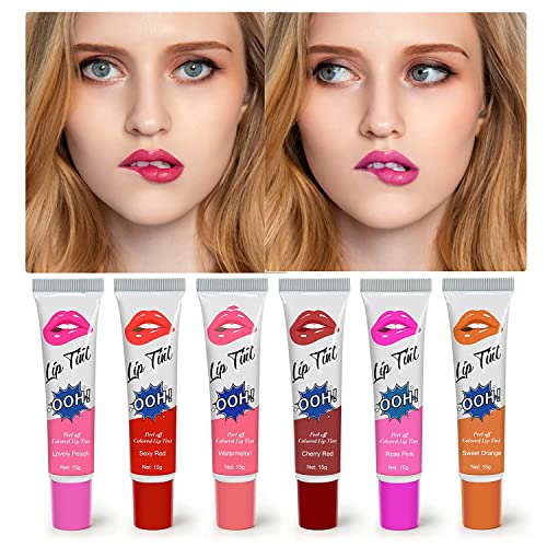 FOCALLURE BEAUTY 6 Colors Peel Off Lip Stain Set - Long Lasting Waterproof Lip Tint & Lip Mask, Tattoo Magic Lipstick for Women & Girls | Perfect for Daily Wear, Parties & Special Occasions