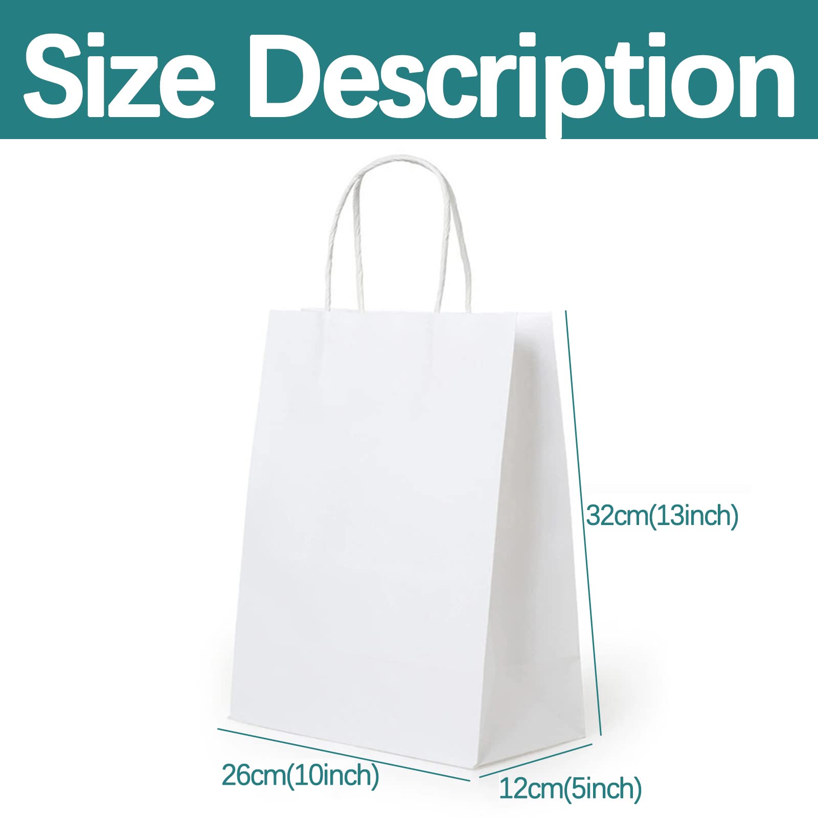 Eco-Friendly Kraft Paper Gift Bags with Handles - 50 Pack (5x10x13 Inches) for Christmas, Birthdays, Weddings, Baby Showers & Holidays - Perfect for Party Favors, Retail Packaging & Gift Giving