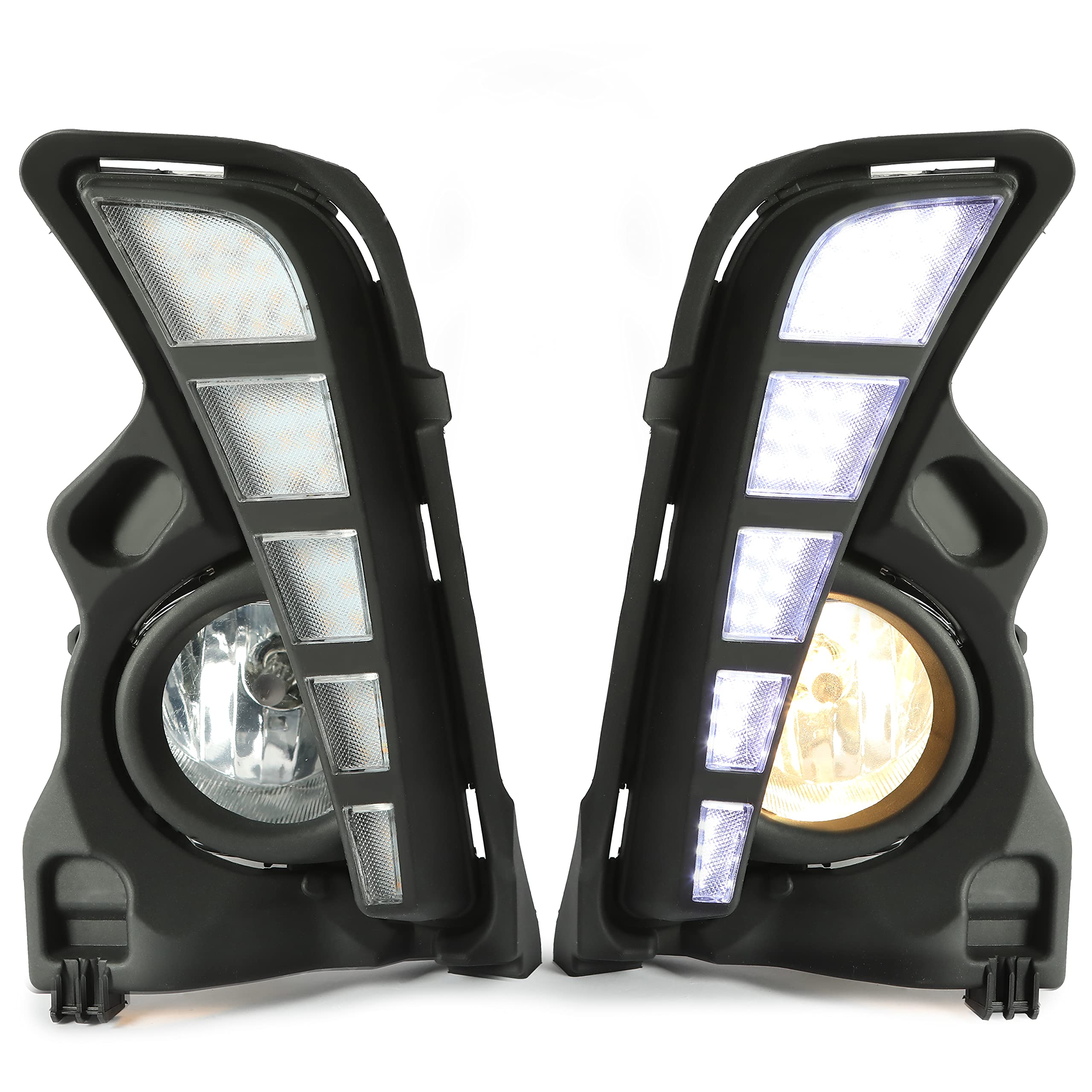 HECASA LED Daytime Running Lights & Fog Lights Kit - Compatible with 2017-2019 Toyota Highlander (Includes Wiring Harness, Turn Signal Lamps) - Upgrade Your Vehicle's Style & Safety for Night Driving and Bad Weather Conditions