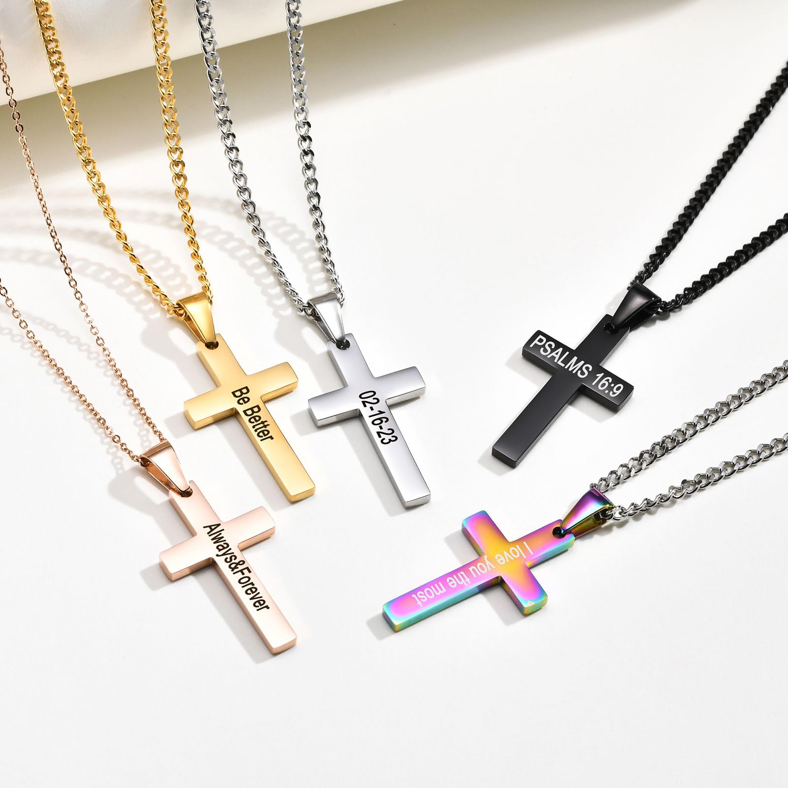 Custom Engravable Cross Pendant Necklace for Men & Women - Christian Jewelry, Easter Gift, Birthday Present | Perfect for Church, Weddings & Daily Wear