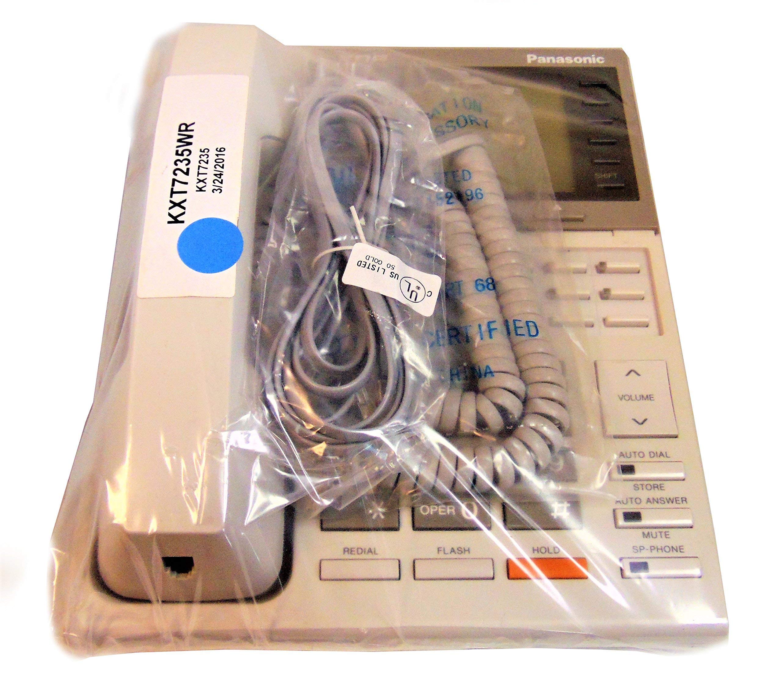 Panasonic KX-T7235-W White Corded Phone - Certified Refurbished Office Telephone with Caller ID & Speakerphone for Home & Business Use