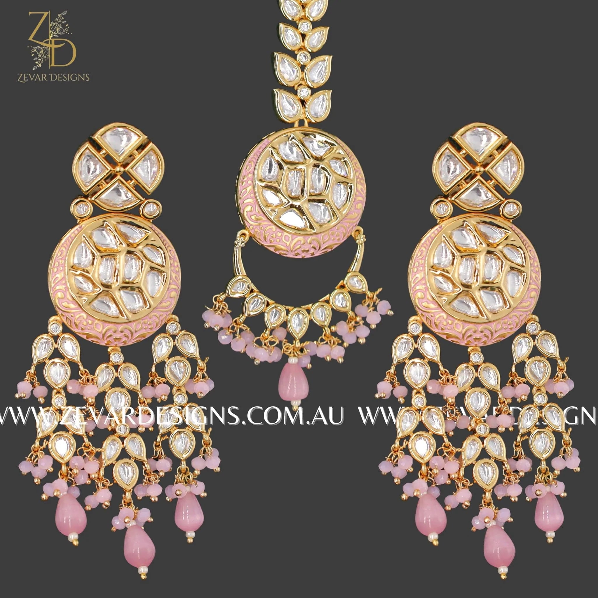 Exquisite Designer Kundan Polki Necklace Set in Gold & Pink - Perfect for Weddings, Parties & Special Occasions
