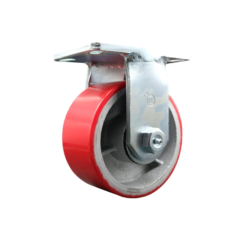 Go Mini's 6-Inch Red Poly on Cast Iron Wheel Replacement Caster for Moving & Portable Storage Containers | Heavy-Duty Rigid Service Caster | Ideal for Moving Carts, Storage Bins, and Industrial Equipment