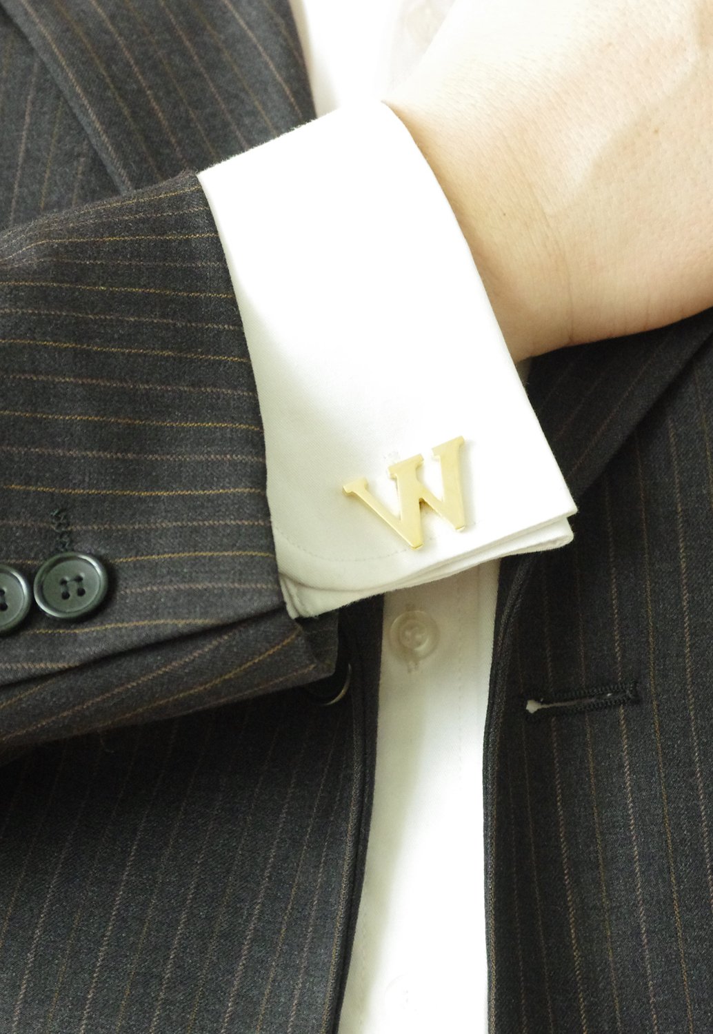 Stylish Men's Gold Alphabet Cufflinks - Premium 1 Pair Set with Elegant Gift Box - Perfect for Weddings, Business Meetings & Formal Occasions
