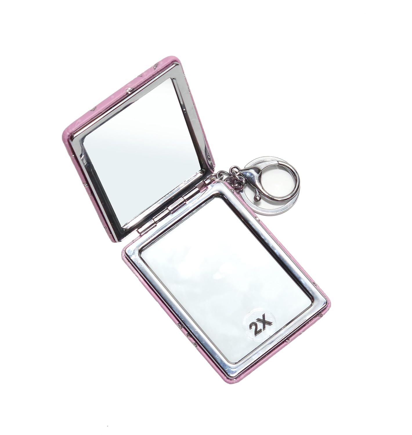 Portable Cute Small Metal Folding Pocket Makeup Mirror with Keychain - Compact Travel Mirror for Girls, Perfect Gift for Women & Teens - Ideal for Purse, Travel, School & On-the-Go Touch Ups