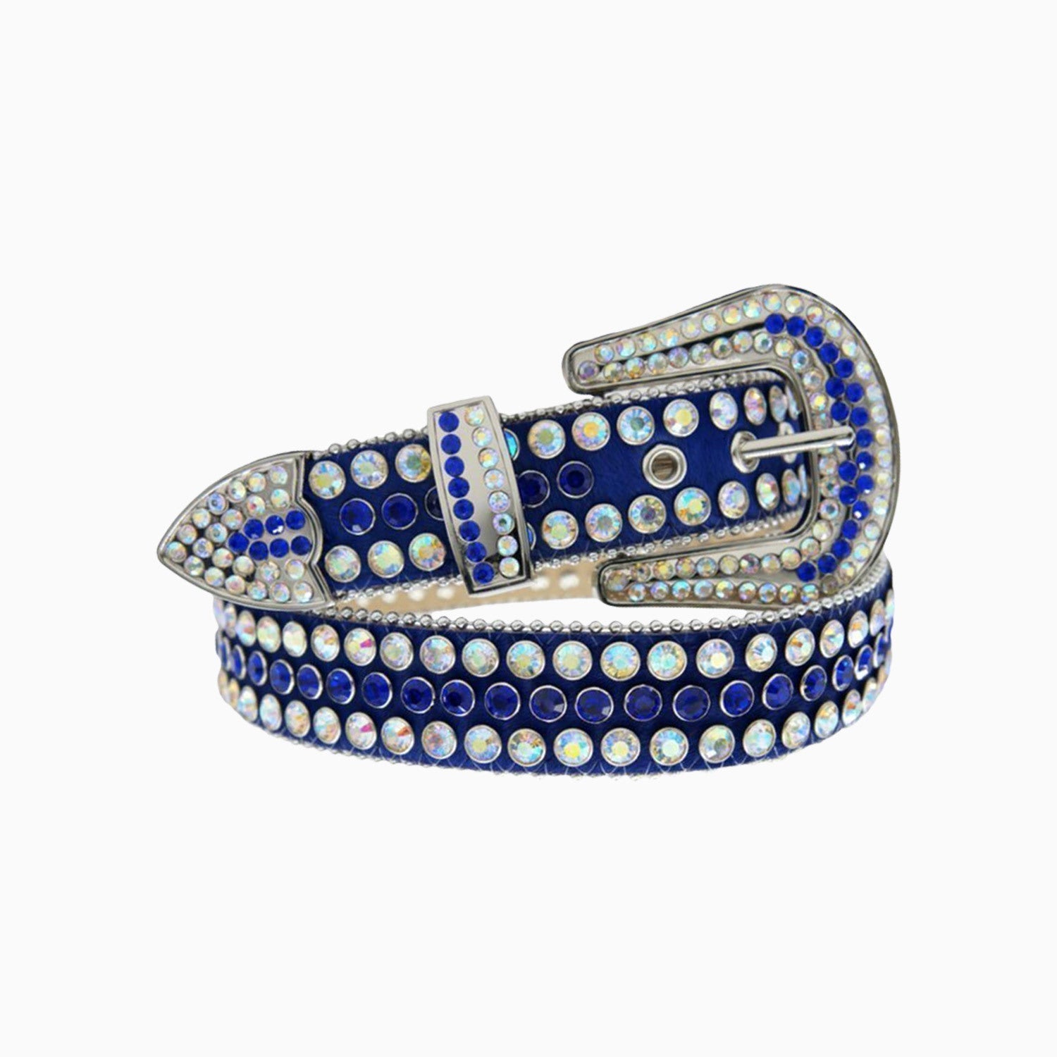 DNA Belt - Genuine Blue Leather with Blue & Black Stones - Perfect for Casual, Formal & Special Occasions