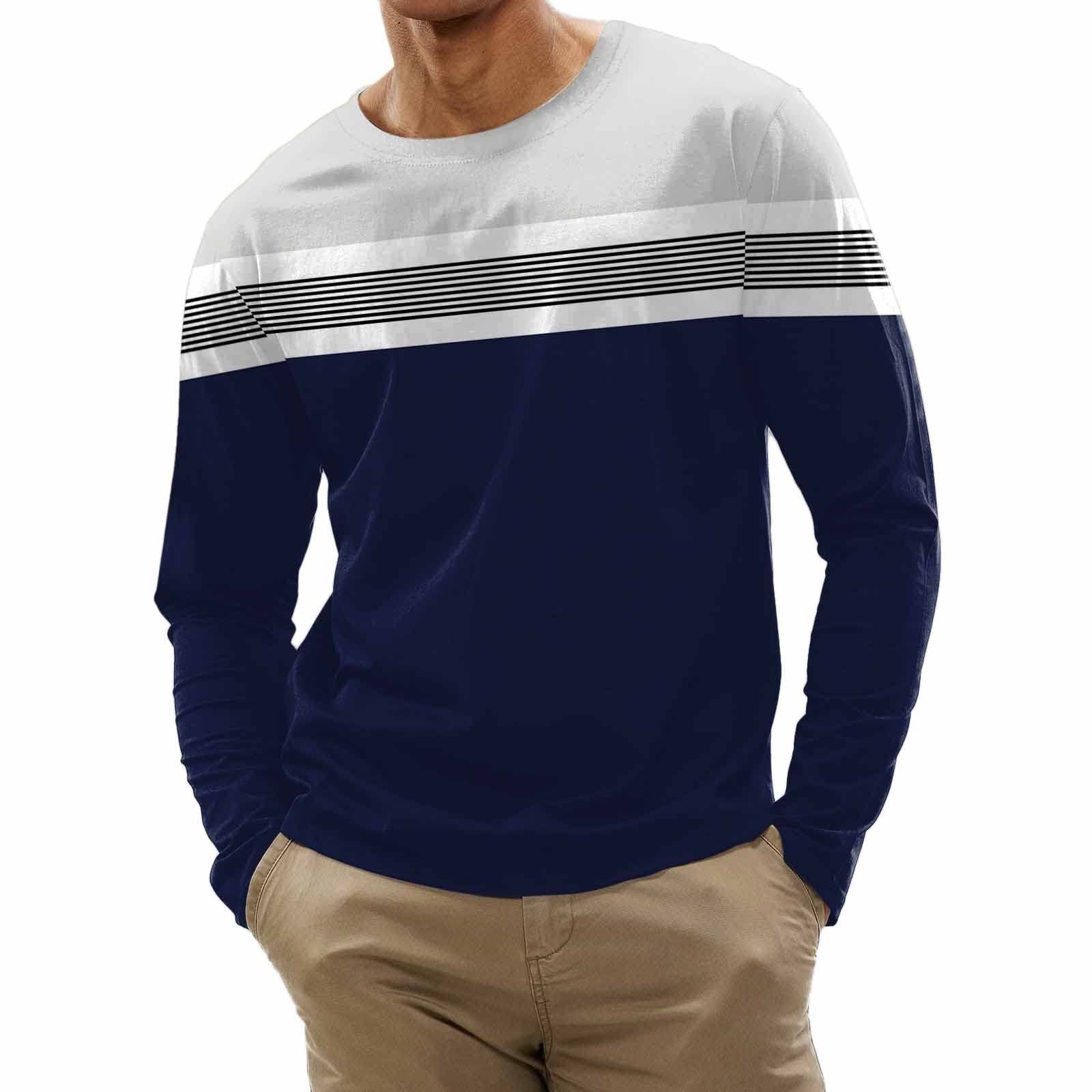 Yesunpxs Men's Crewneck Sweatshirt - Colorblock Thick Loose Fit Shirt, Soft Basic Comfort Long Sleeve Pullover for Casual Wear & Outdoor Activities