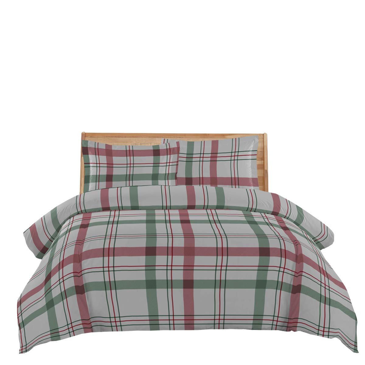 Royal Tradition 7-Piece Heavyweight Flannel Bedding Set - Full Size - Printed Plaid Design (Duvet Cover + Sheets) | Cozy Winter Warmth for Bedroom & Guest Room