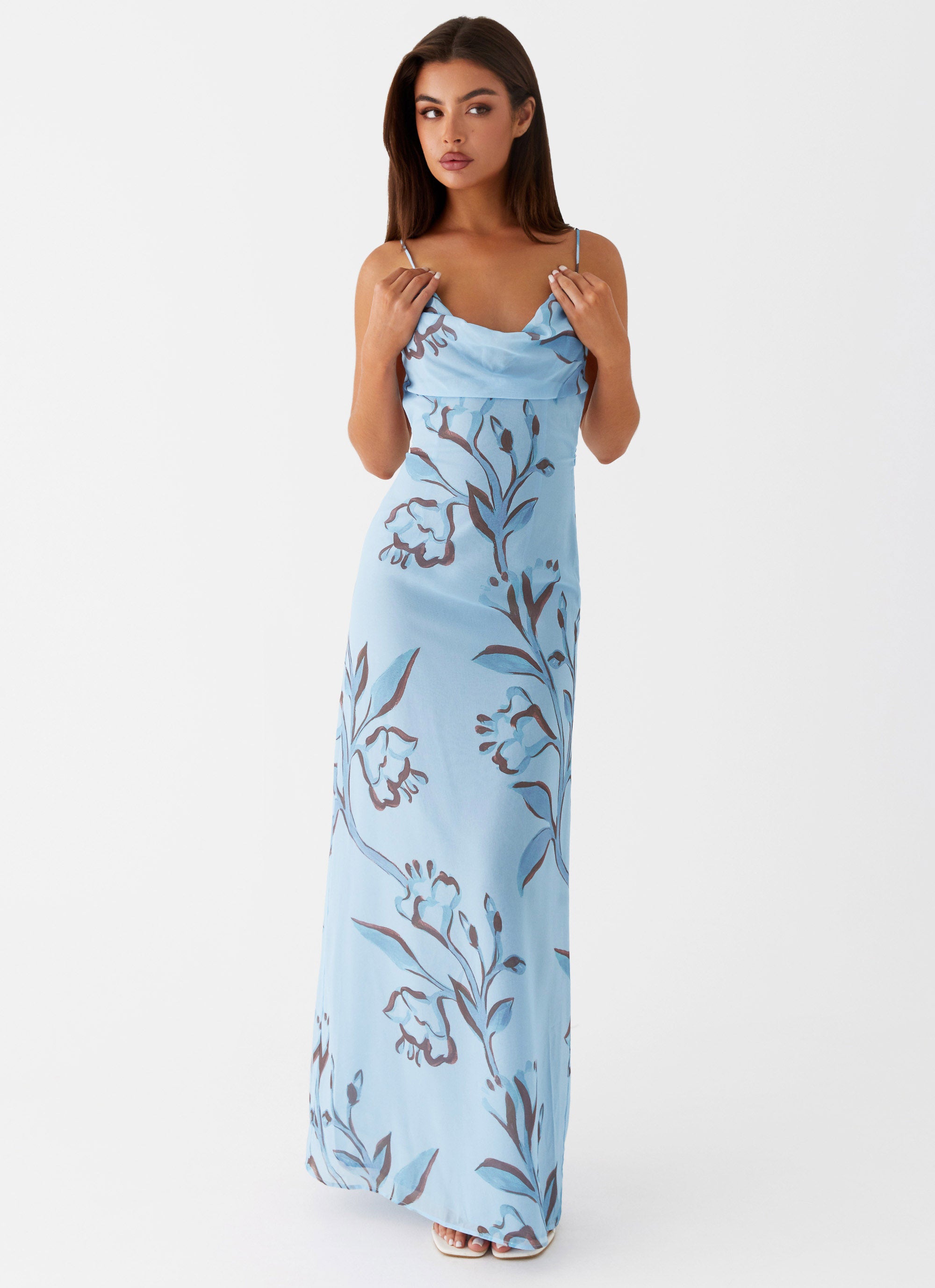 Felicia Daisy Maxi Dress - Blue Floral Print Women's Summer Dress for Beach, Vacation & Casual Wear | Lightweight & Comfortable