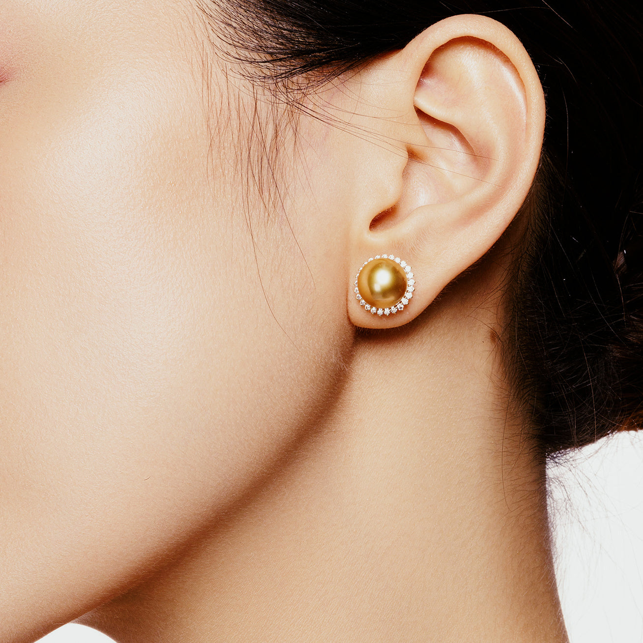 18K Solid Gold South Sea Golden Pearl Earrings KE00226 - Luxury Pearl Jewelry for Women, Elegant Gift for Wedding, Anniversary & Special Occasions