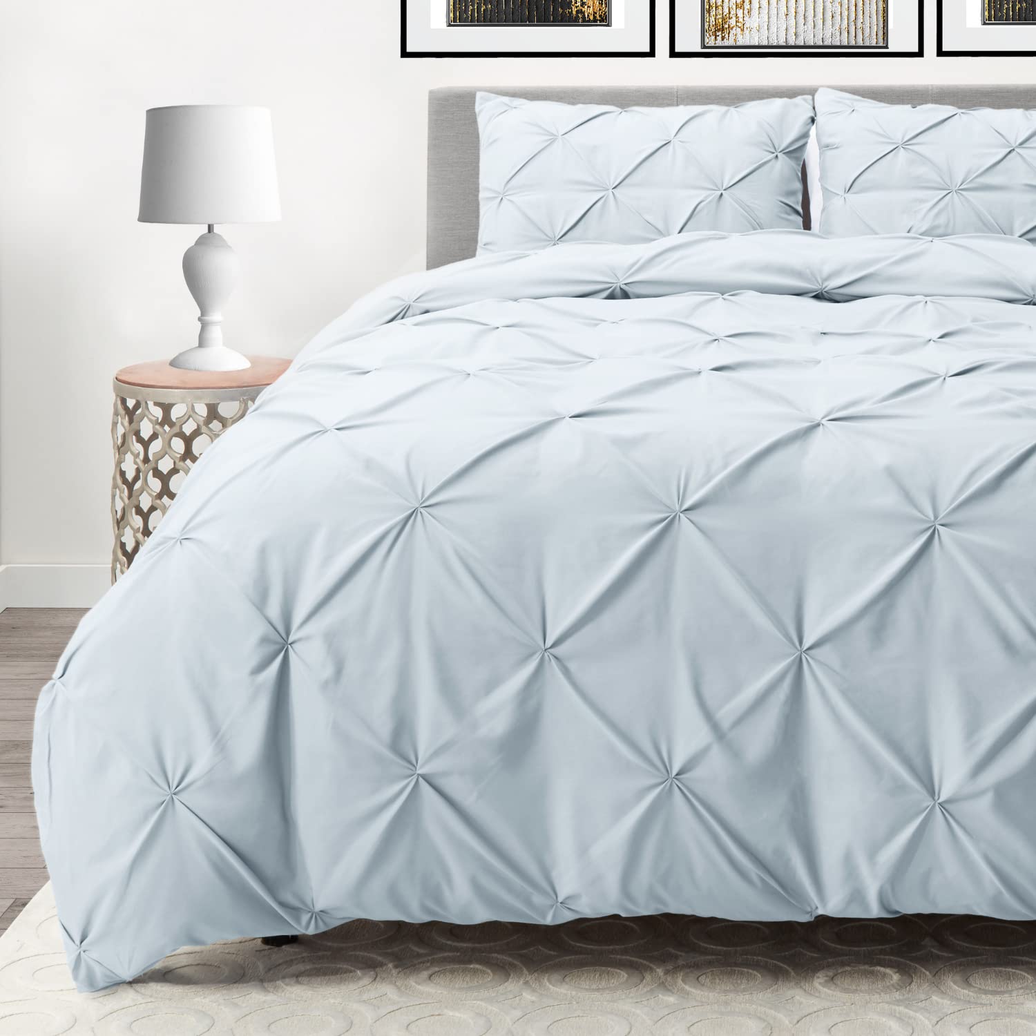 Premium Twin/Twin XL Comforter Set - Pinch Pleat & Pintuck Design, Down Alternative Bedding Set with 1 Pillow Sham (2-Piece) - Ice Blue - Perfect for Guest Rooms, Dormitories & Cozy Bedrooms