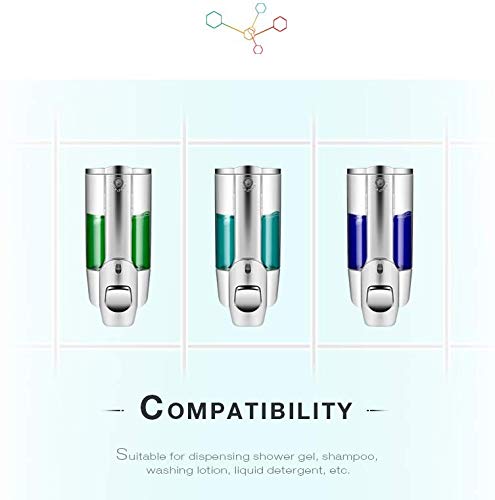 350ml Wall Mounted Manual Liquid Soap Dispenser for Bathroom - Shower Gel, Body Wash, Shampoo & Conditioner Dispenser with Lock (Silver) | Perfect for Home, Gym, Spa & Hotel Bathroom Organization