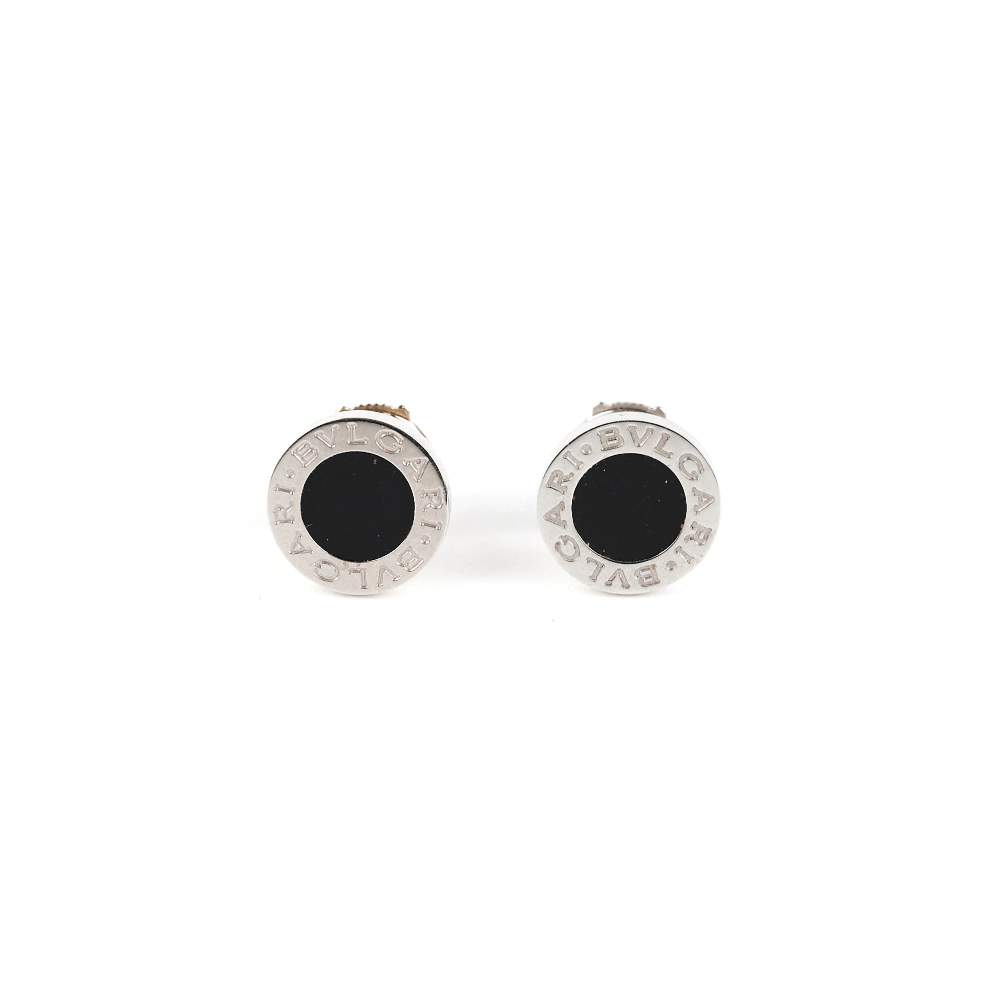 Bvlgari White Gold Onyx Stud Earrings for Women - Luxury 18K Gold Black Onyx Jewelry - Perfect for Parties, Weddings & Special Occasions