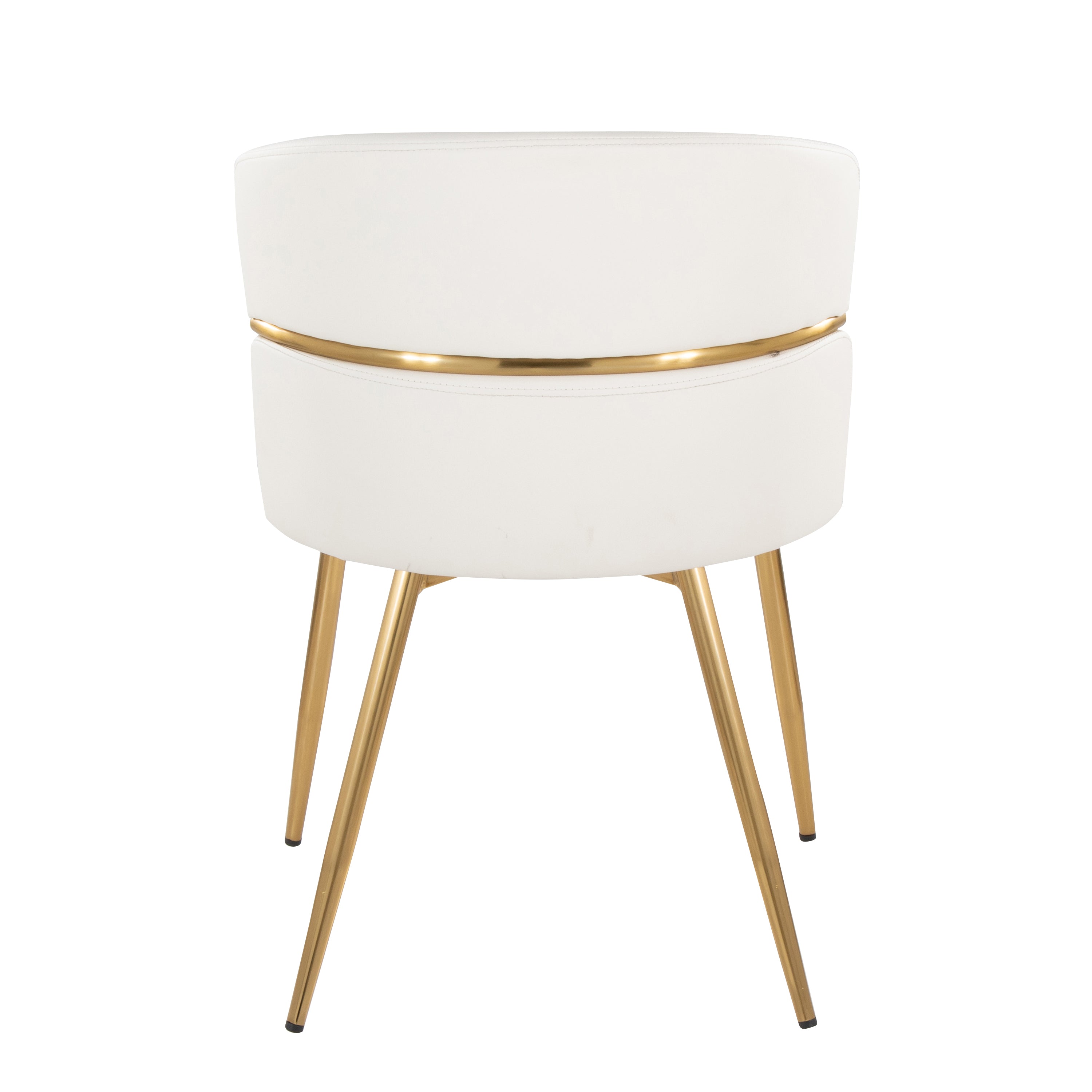 LumiSource Cinch Glam Art Deco Dining Chairs - Set of 2 Gold Metal & White Faux Leather Seats for Modern Dining Room & Kitchen Decor