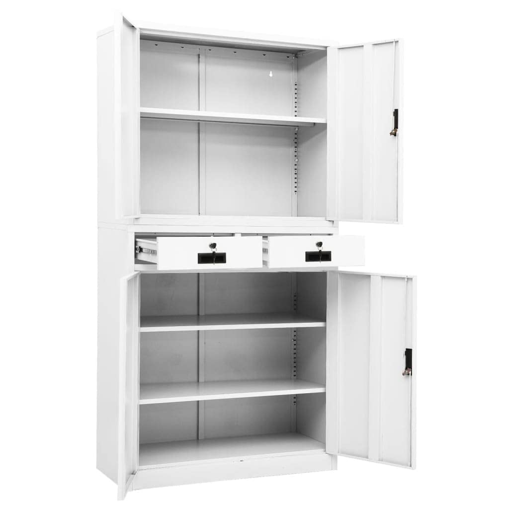 White Steel File Cabinet with Lock - 35.4