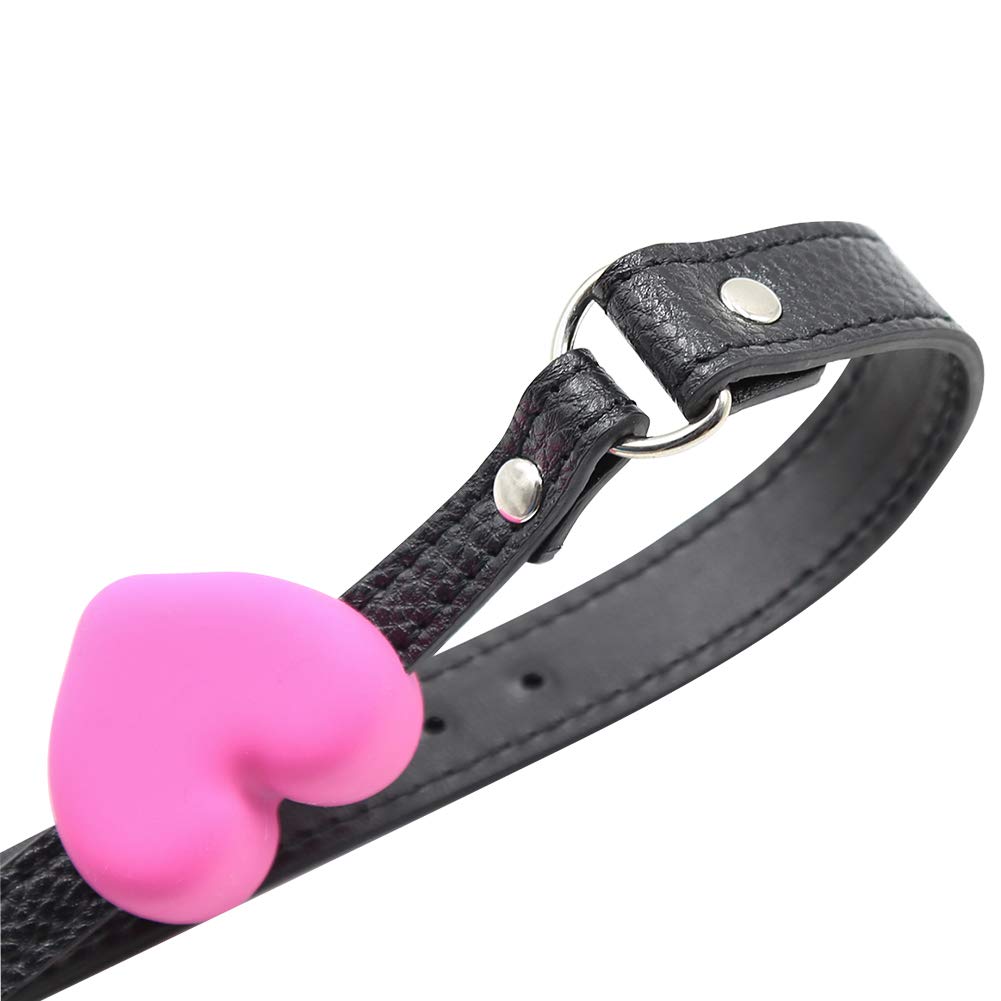 Heart Shaped Silicone Mouth Gag with Adjustable Leather Strap - BDSM Bondage Gear for Couples, Sensual Play & Adult Roleplay Scenes