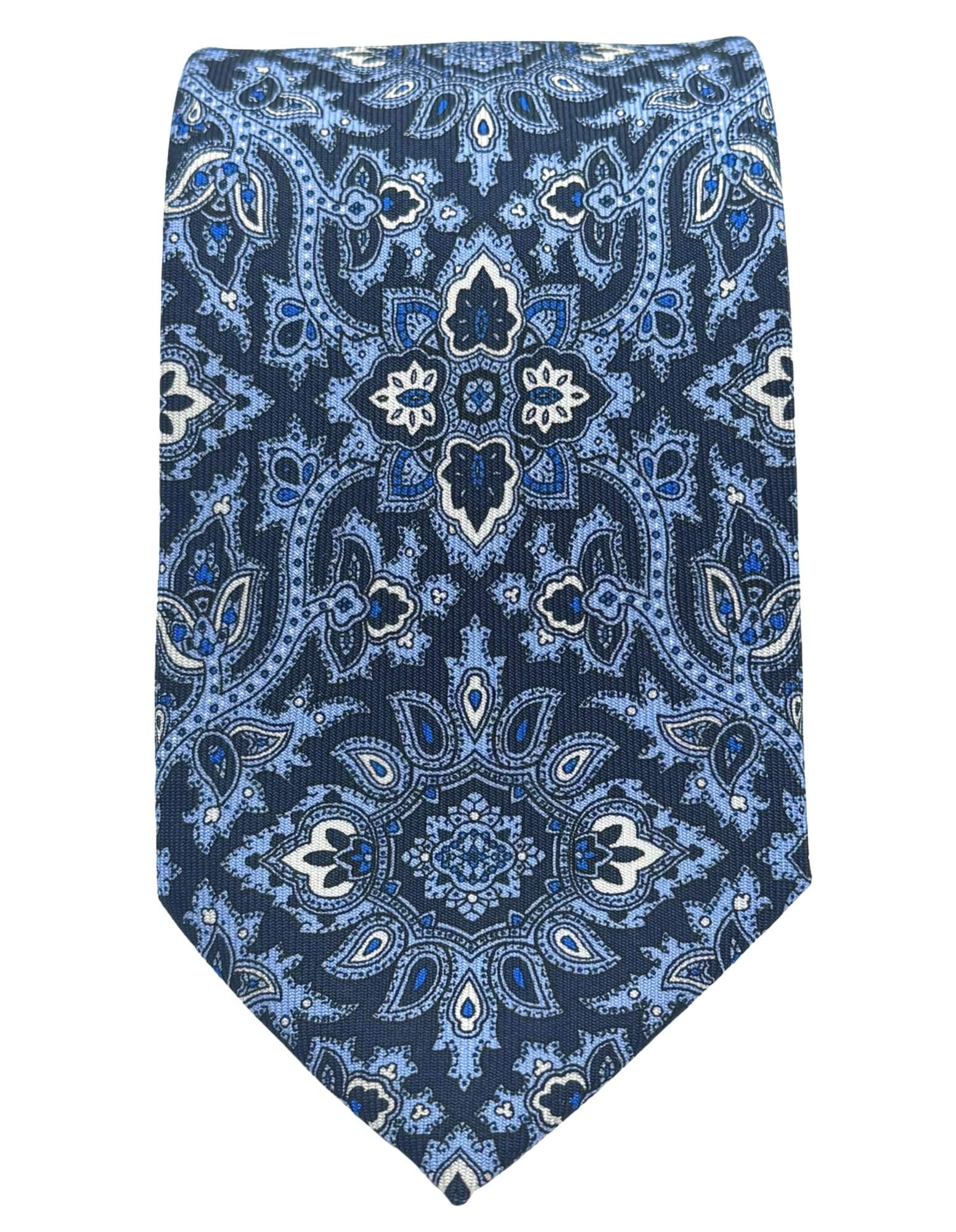 DÉCLIC Tiverton Paisley Tie for Men - Blue Silk Necktie - Elegant Formal Accessory for Weddings, Business Meetings & Special Occasions