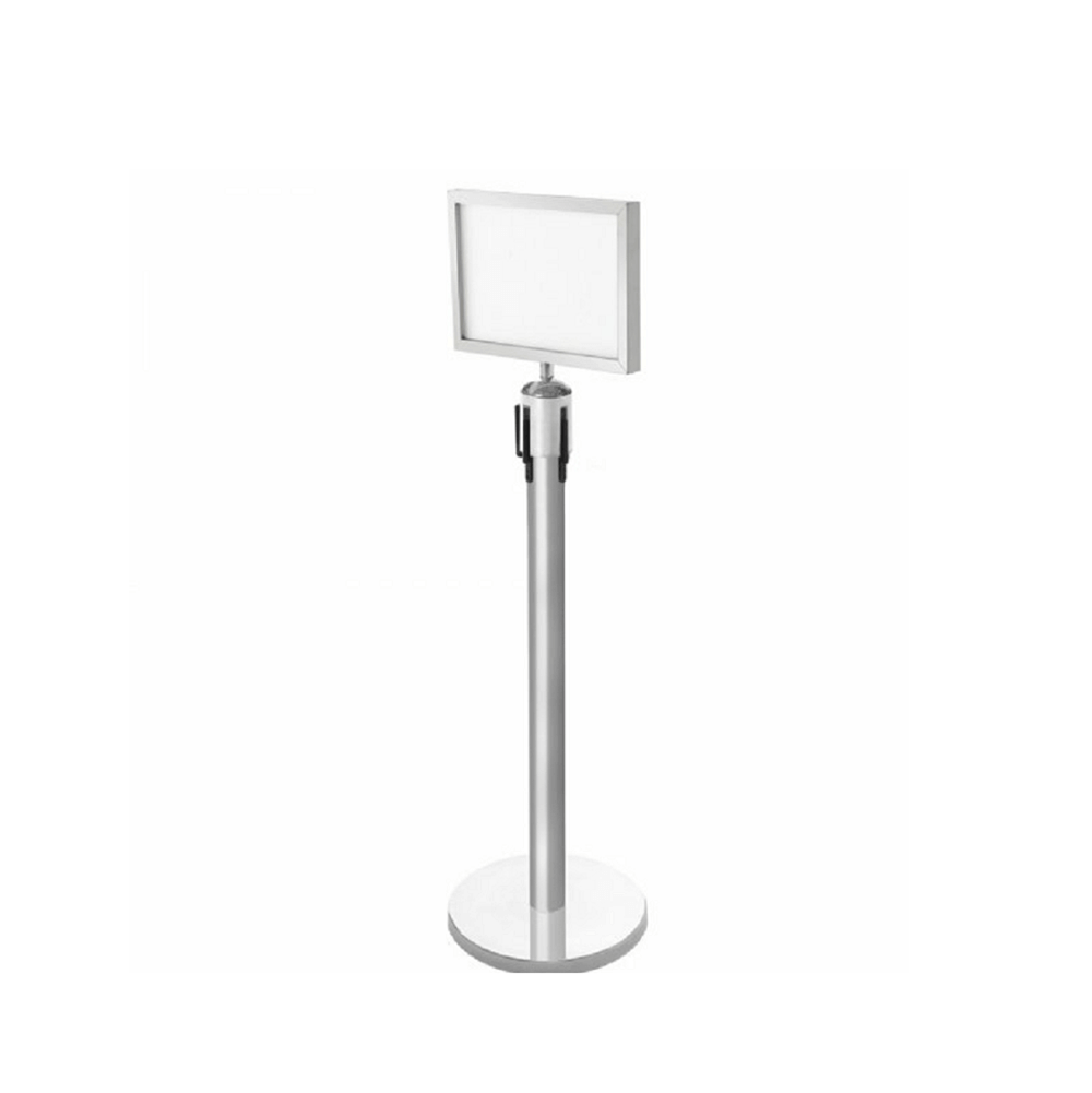 Stainless Steel A4 Horizontal Display Holder for Retractable Belt Barrier System - Perfect for Event Crowd Control, Queue Management & Retail Displays
