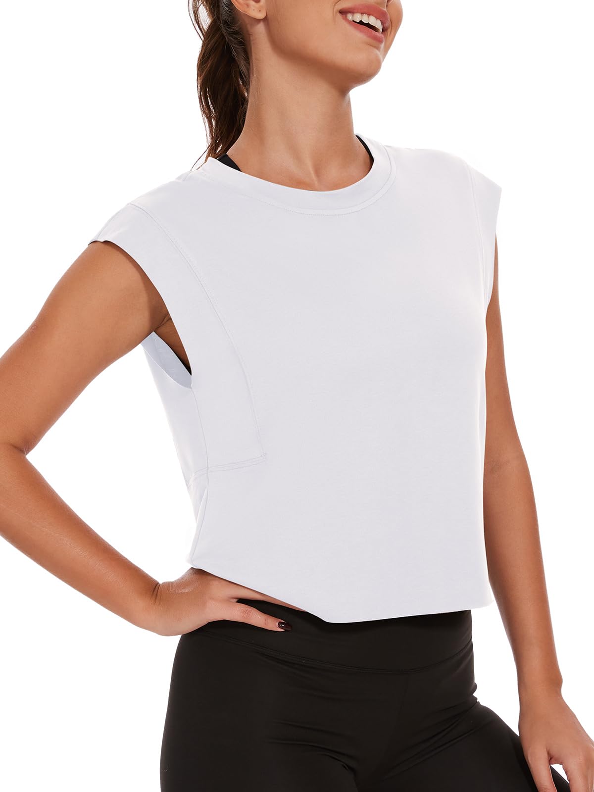 Women's Oversized Workout Crop Tank Top - Loose Sleeveless Summer Activewear Yoga Gym Tee - Y2K Style for Running, Fitness & Casual Streetwear
