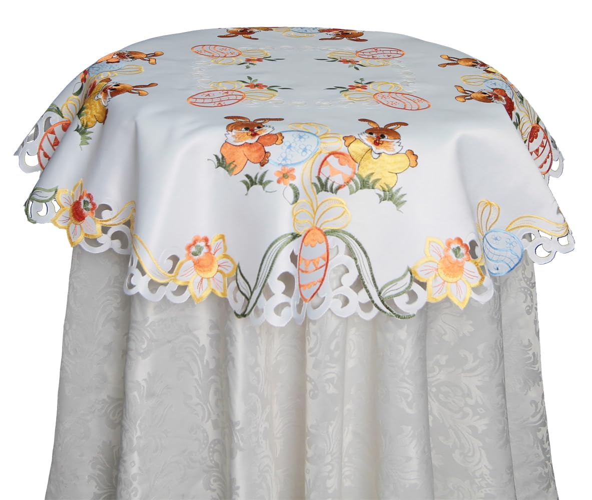 Easter Bunny Floral Embroidered Tablecloth 33