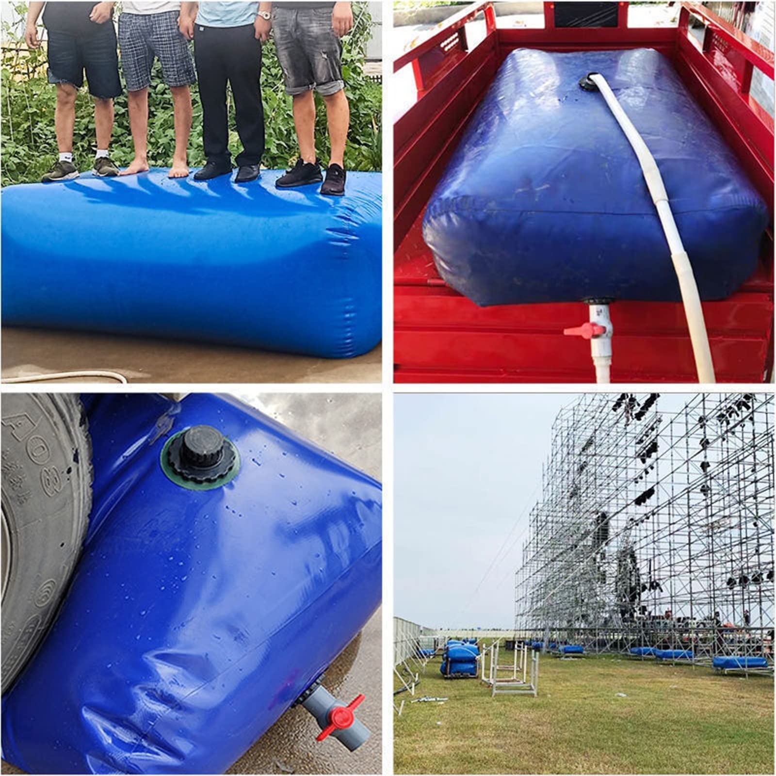 400L Collapsible Water Bladder for Outdoor Camping & RV - High Capacity Soft Drought Water Storage Bag, Portable Solar Shower Container - Perfect for Hiking, Emergency Preparedness & Summer Adventures (Blue, 1X0.8X0.5m)