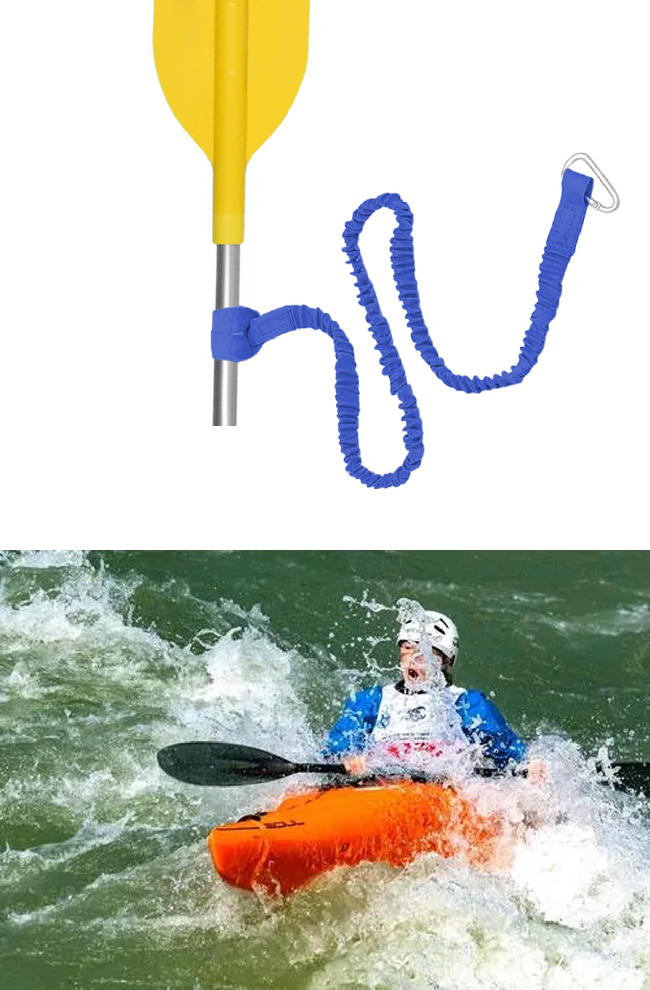 55 Inch (140cm) Stretchable Kayak Paddle Leash - Coiled Lanyard for Kayak & SUP Paddles - Durable Paddle Holder & Rod Leash - Perfect for Fishing, Whitewater Rafting and Water Sports Accessories