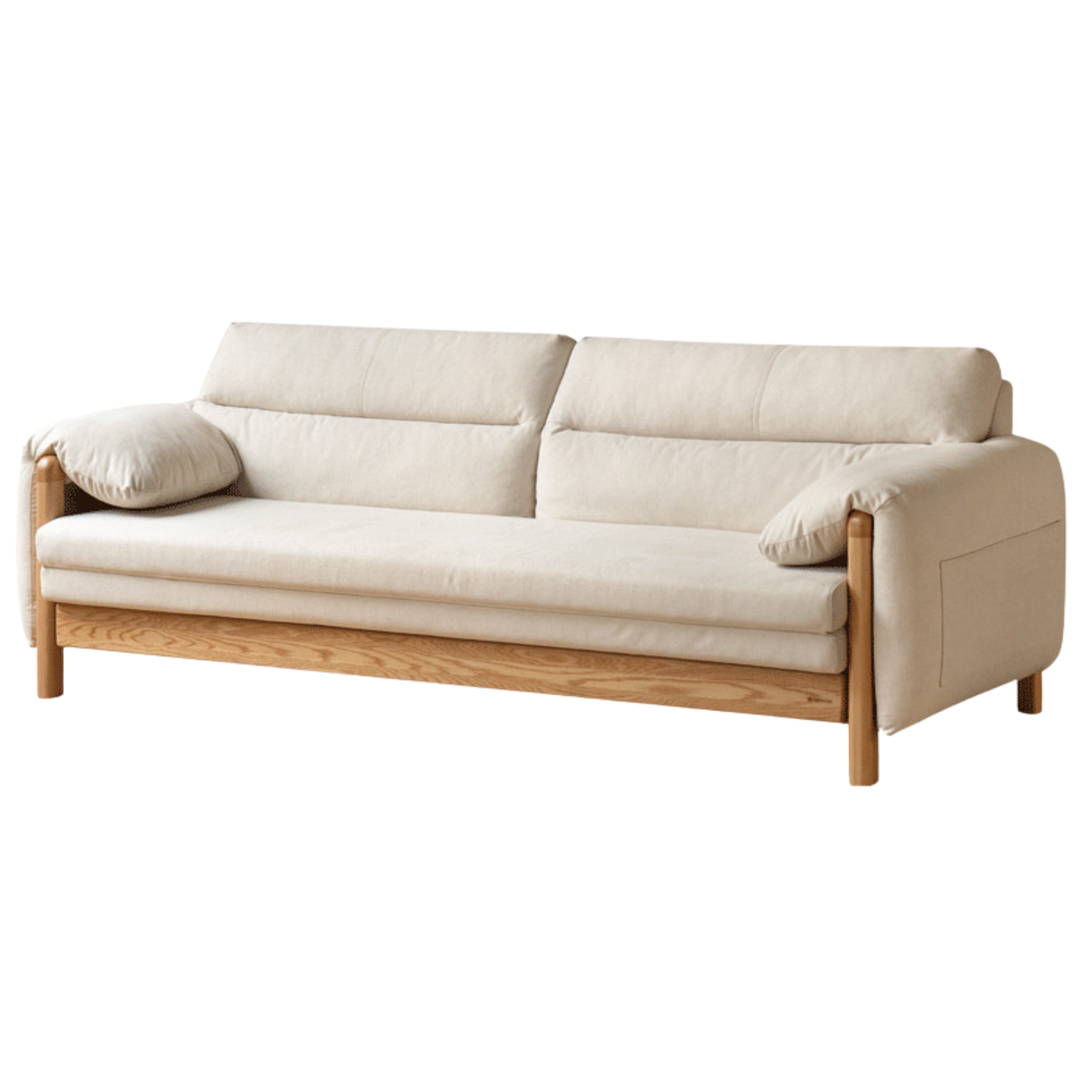 Solid Oak Wood Convertible Sofa Bed - Retractable Design for Sitting & Sleeping | Perfect for Small Spaces, Guest Rooms & Apartments