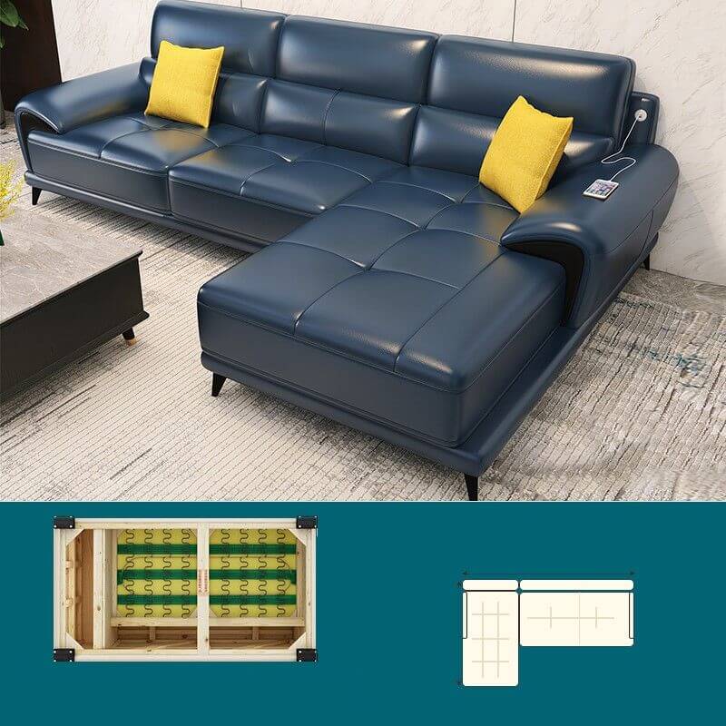 Mid Century Modern Modular Sofa with Leather Cushions - 3-Piece Sectional Sofa Set for Living Room, Lounge & Entertainment Spaces - Comfortable Contemporary Furniture for Home Decor