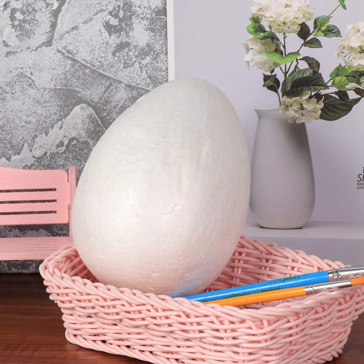TENDYCOCO DIY Painting Easter Eggs - 5Pcs White Blank Eggs for Easter Crafts, Birthday Party Favors & Holiday Decorations - Perfect for Kids' Art Projects, Easter Basket Stuffers and Spring Festival DIY Activities