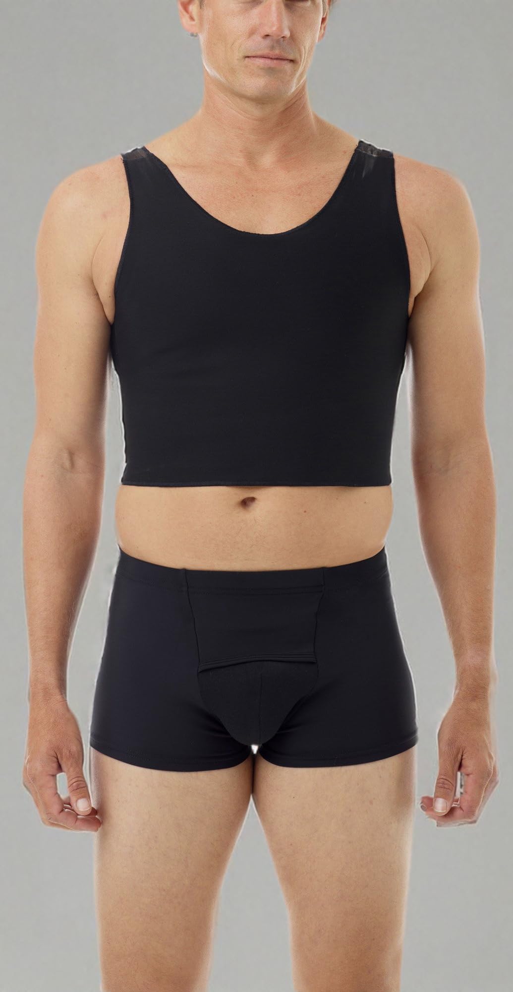 FTM & Gynecomastia Compression Binder Top - Cotton Lined Chest Binder for Men - Comfortable Post-Surgery Support Garment - Perfect for Transgender Binding, Gynecomastia Treatment & Post-Op Recovery